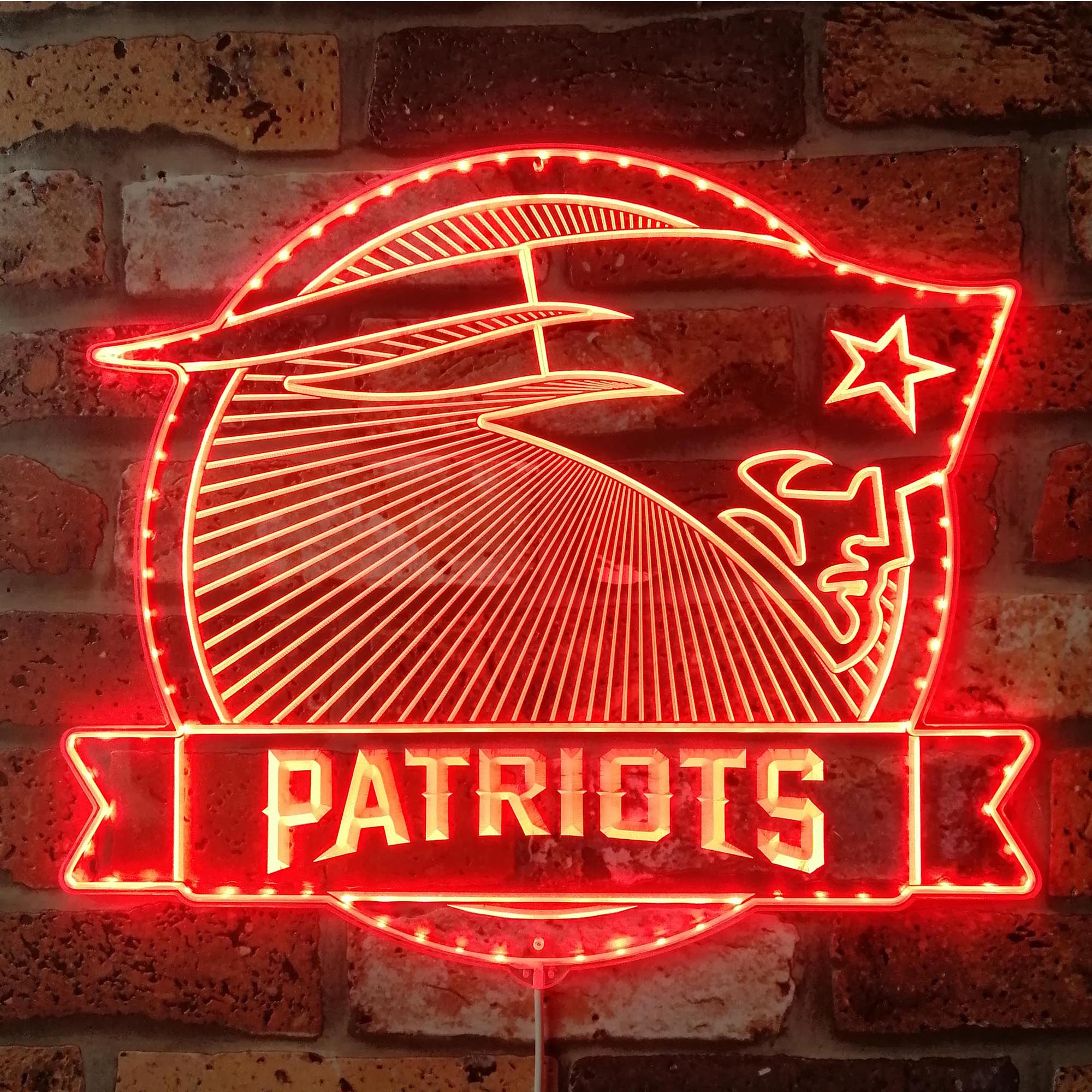 New England Patriots Dynamic RGB Edge Lit Led Light Sign