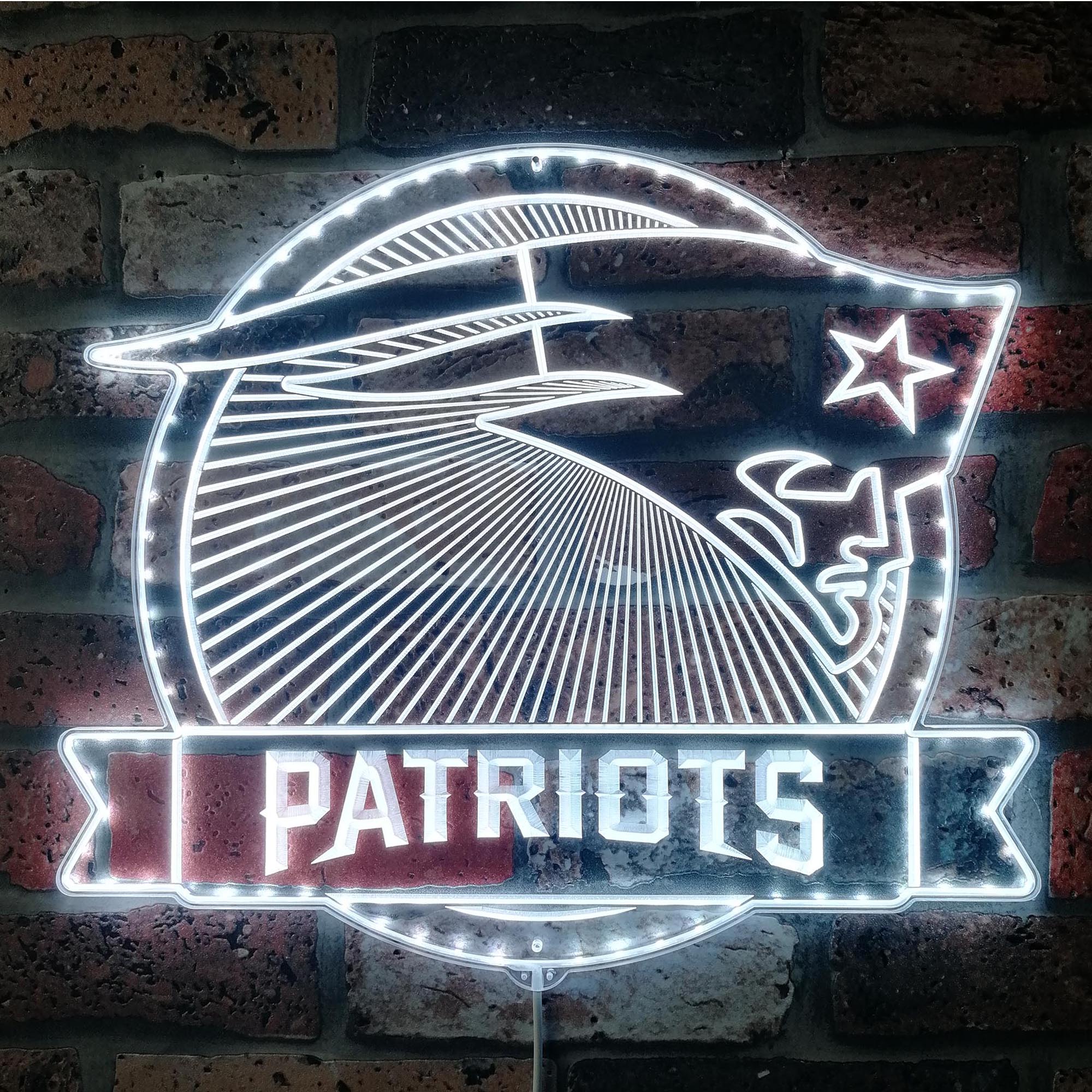 New England Patriots Dynamic RGB Edge Lit Led Light Sign