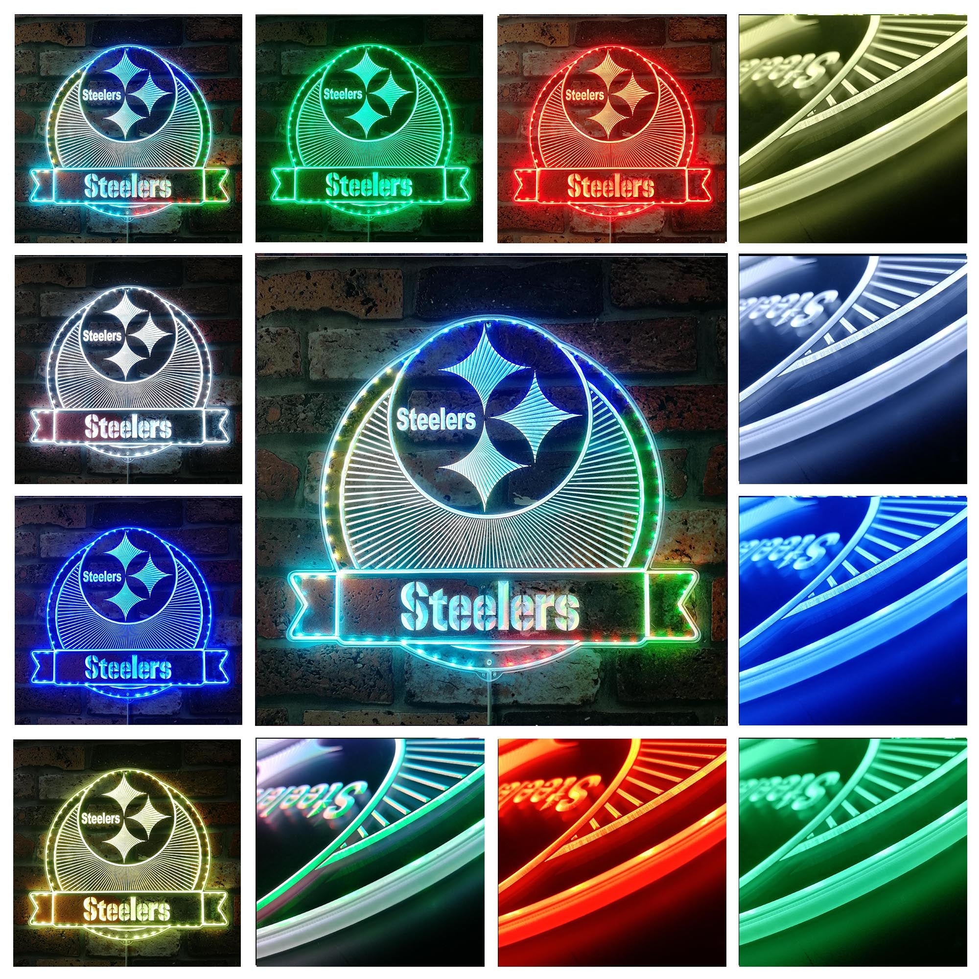 Pittsburgh Steelers Dynamic RGB Edge Lit LED Light Sign