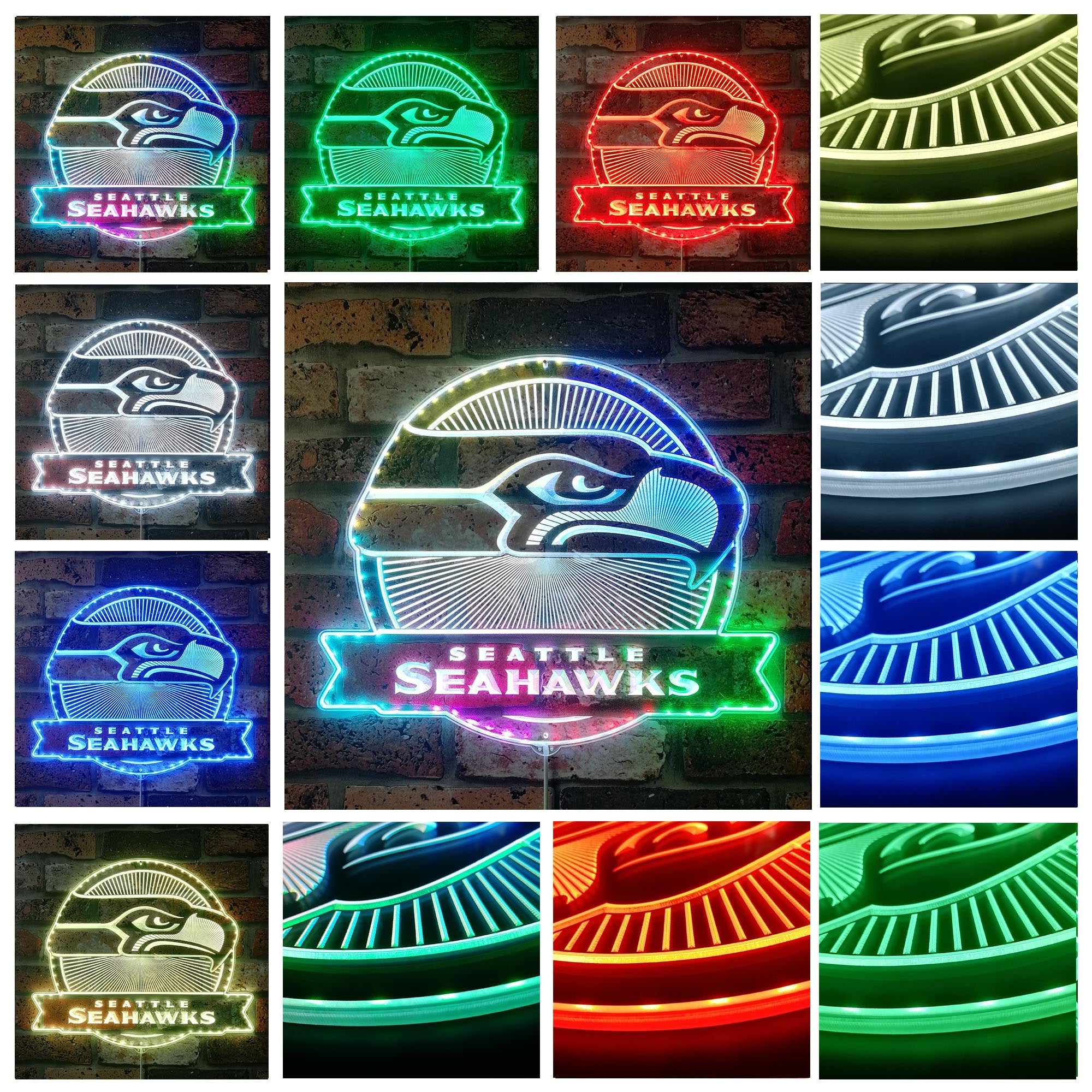 Seattle Seahawks Dynamic RGB Edge Lit LED Light Sign