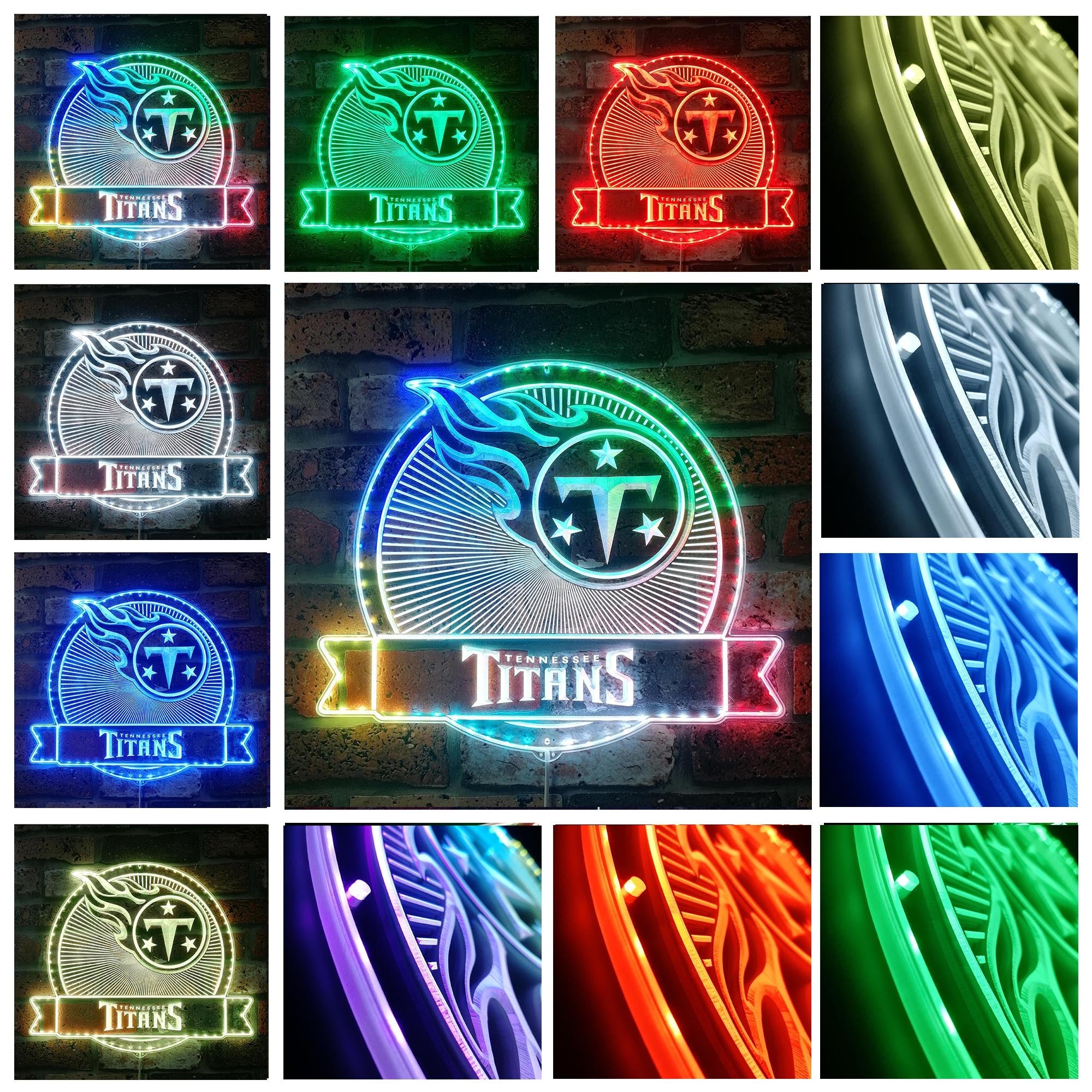 Tennessee Titans Dynamic RGB Edge Lit Led Light Sign