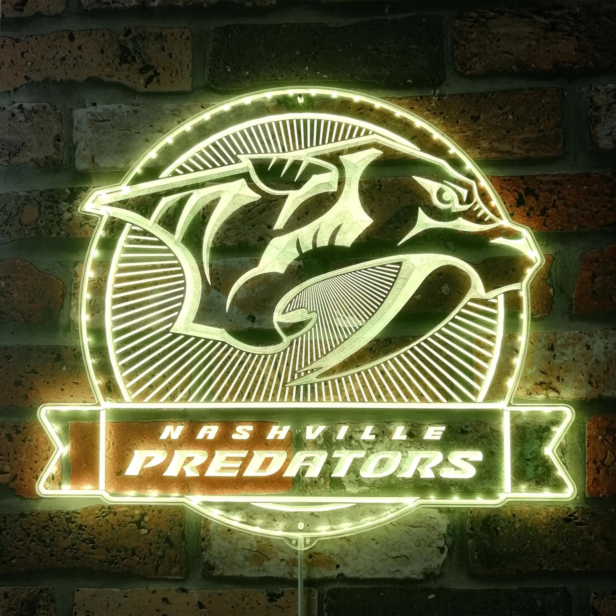 Predators Cation Sign Nashville Predators Dynamic RGB Edge Lit LED Sign | ledlabcave