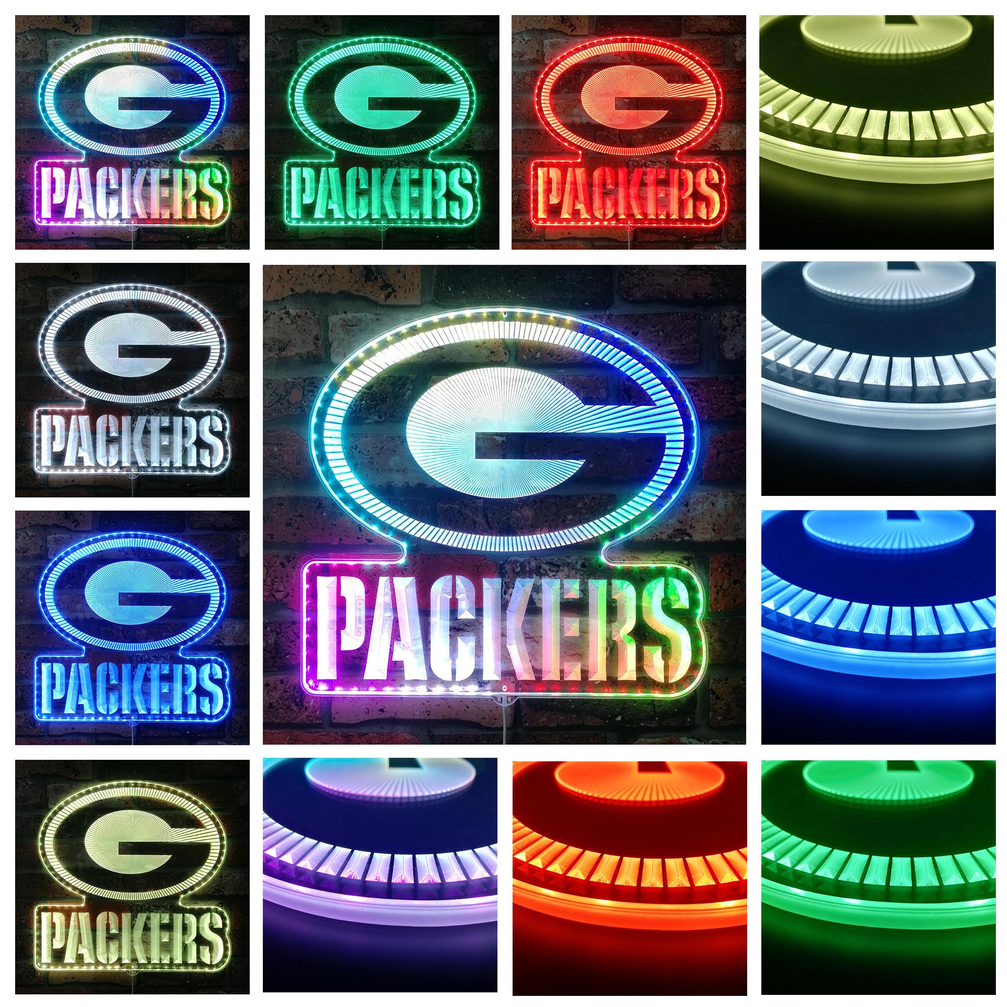 Green Bay Packers Dynamic RGB Edge Lit Led Light Sign