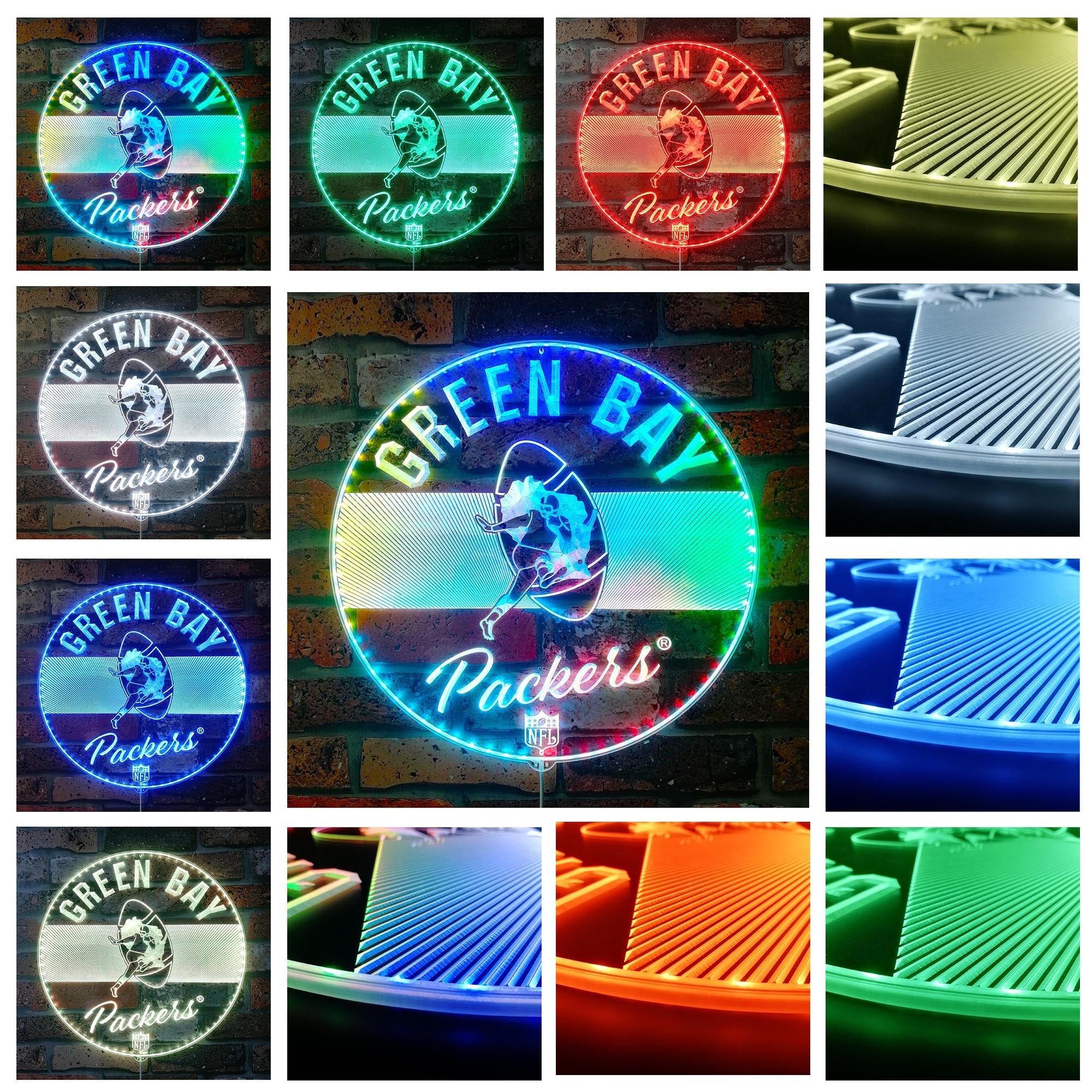 Green Bay Packers Dynamic RGB Edge Lit Led Light Sign