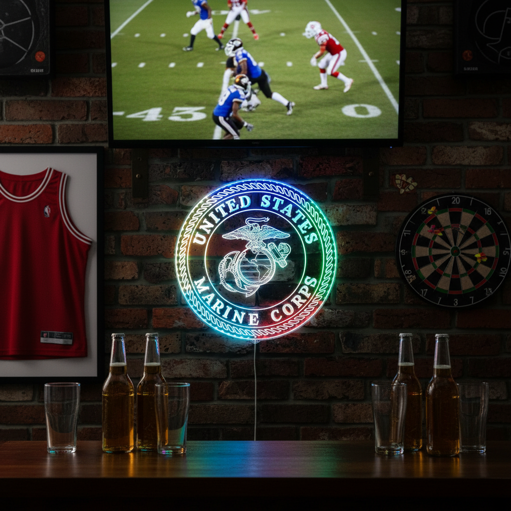 United States Marine Corps Dynamic RGB Edge Lit LED Sign | LED LAB CAVE