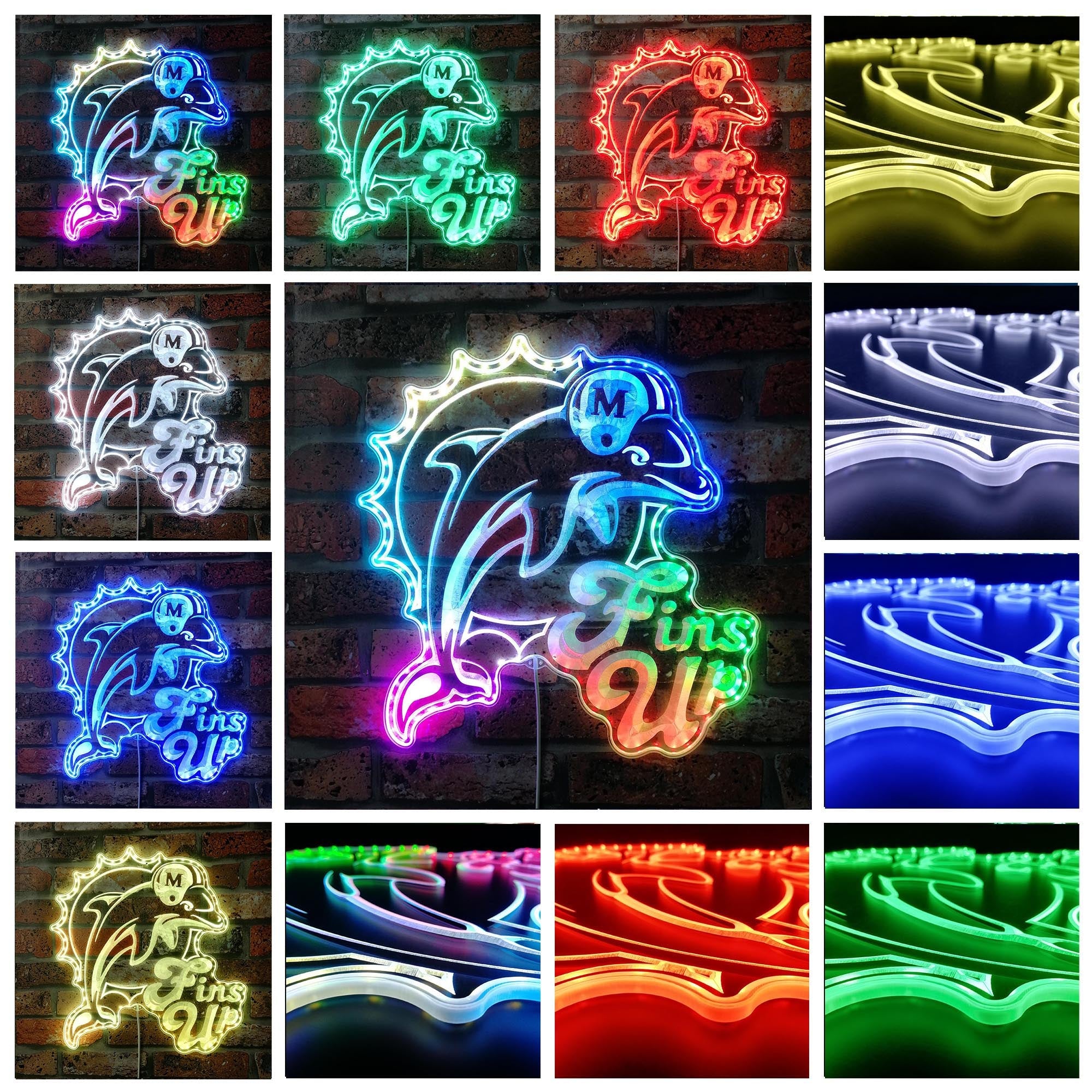 Miami Dolphins Dynamic RGB Edge Lit Led Light Sign