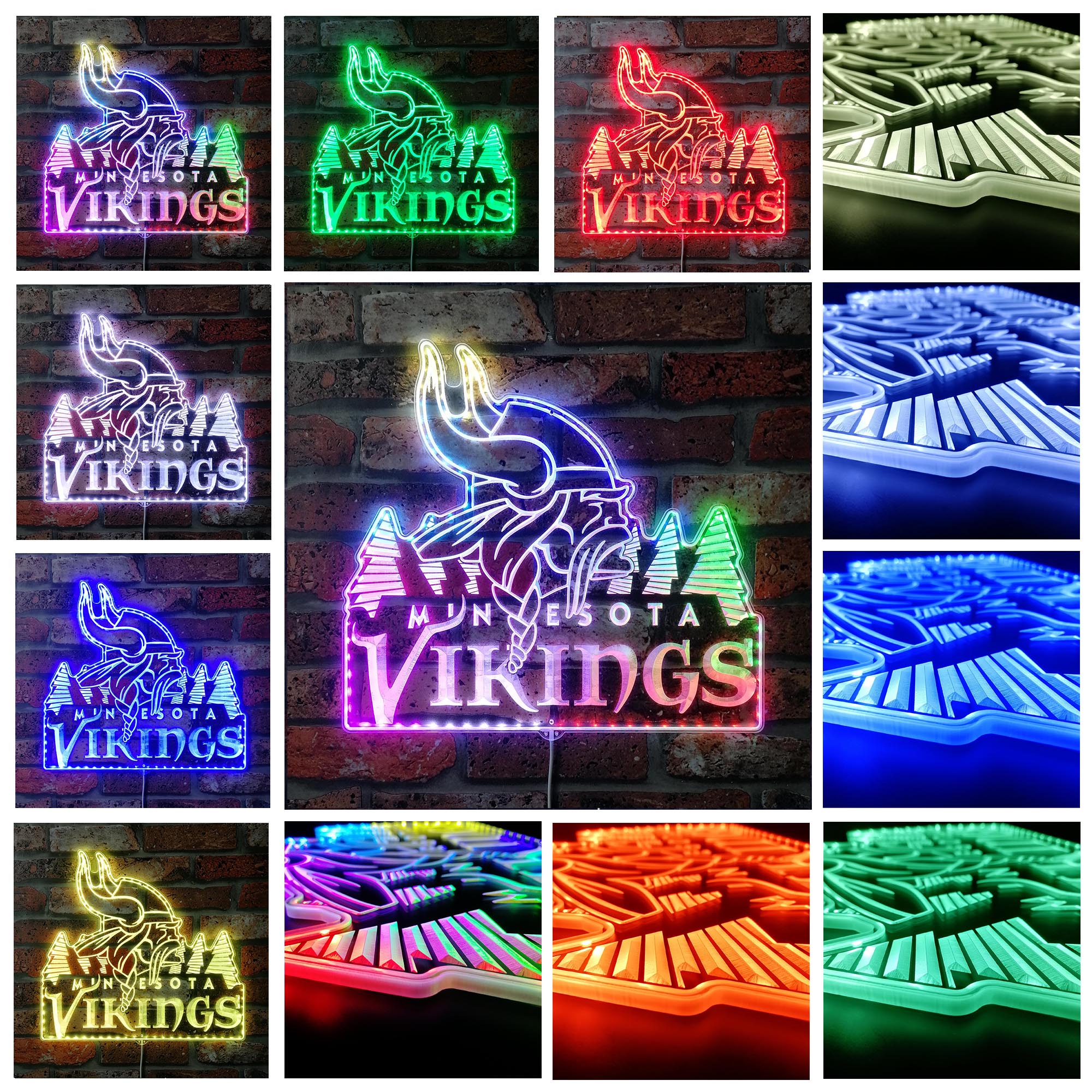 Minnesota Vikings Neon RGB Edge Lit LED Light Sign