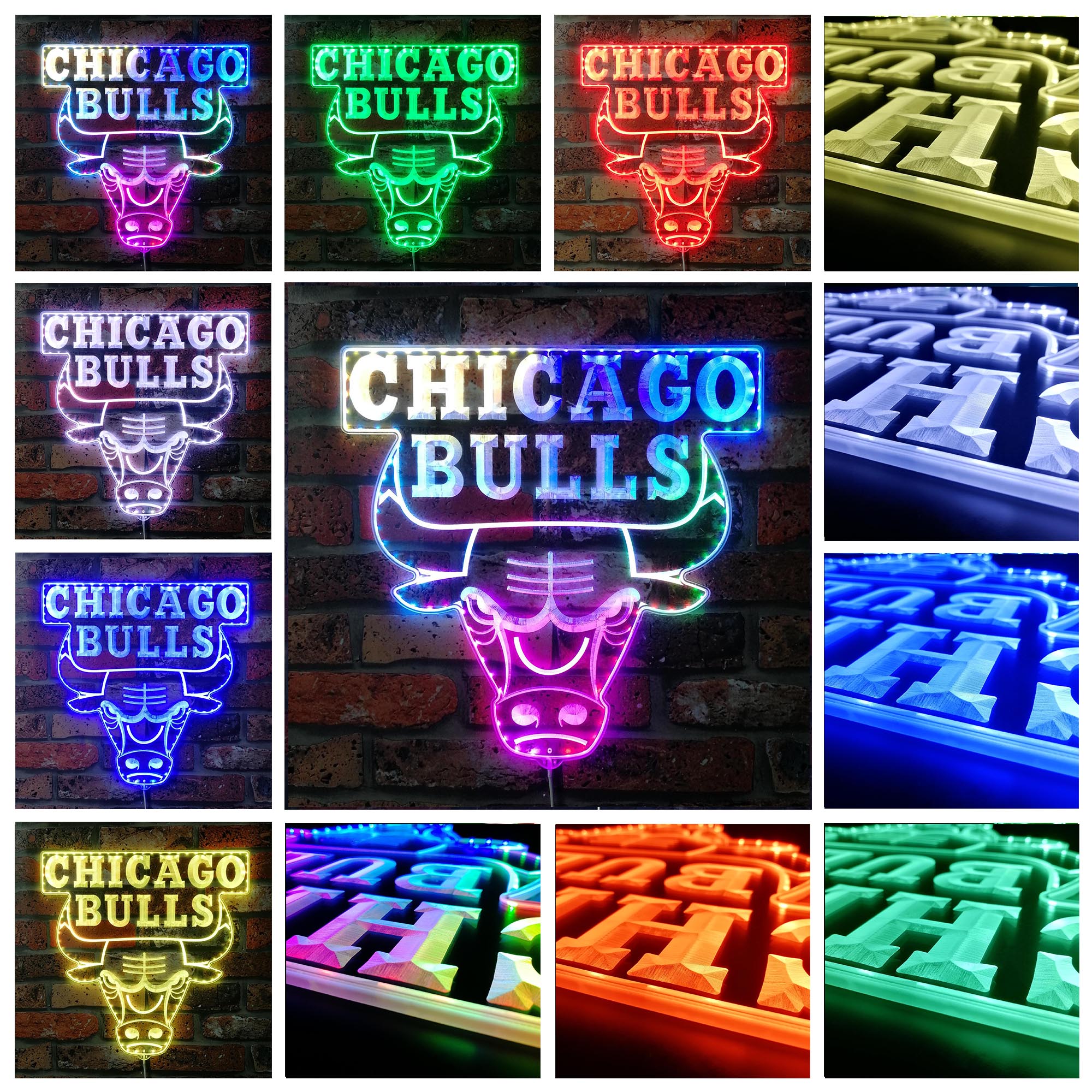 Chicago Bulls Dynamic RGB Edge Lit LED Sign