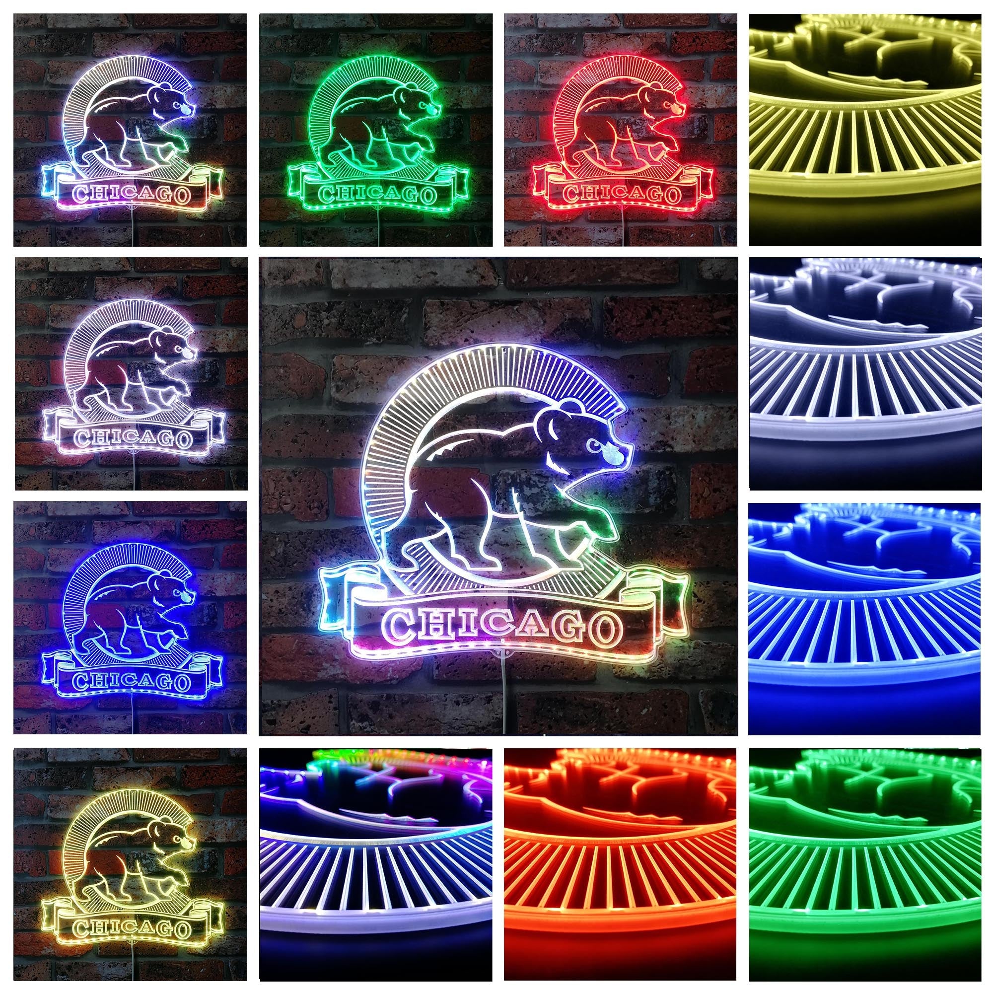 Chicago Bears Dynamic RGB Edge Lit LED Light Sign