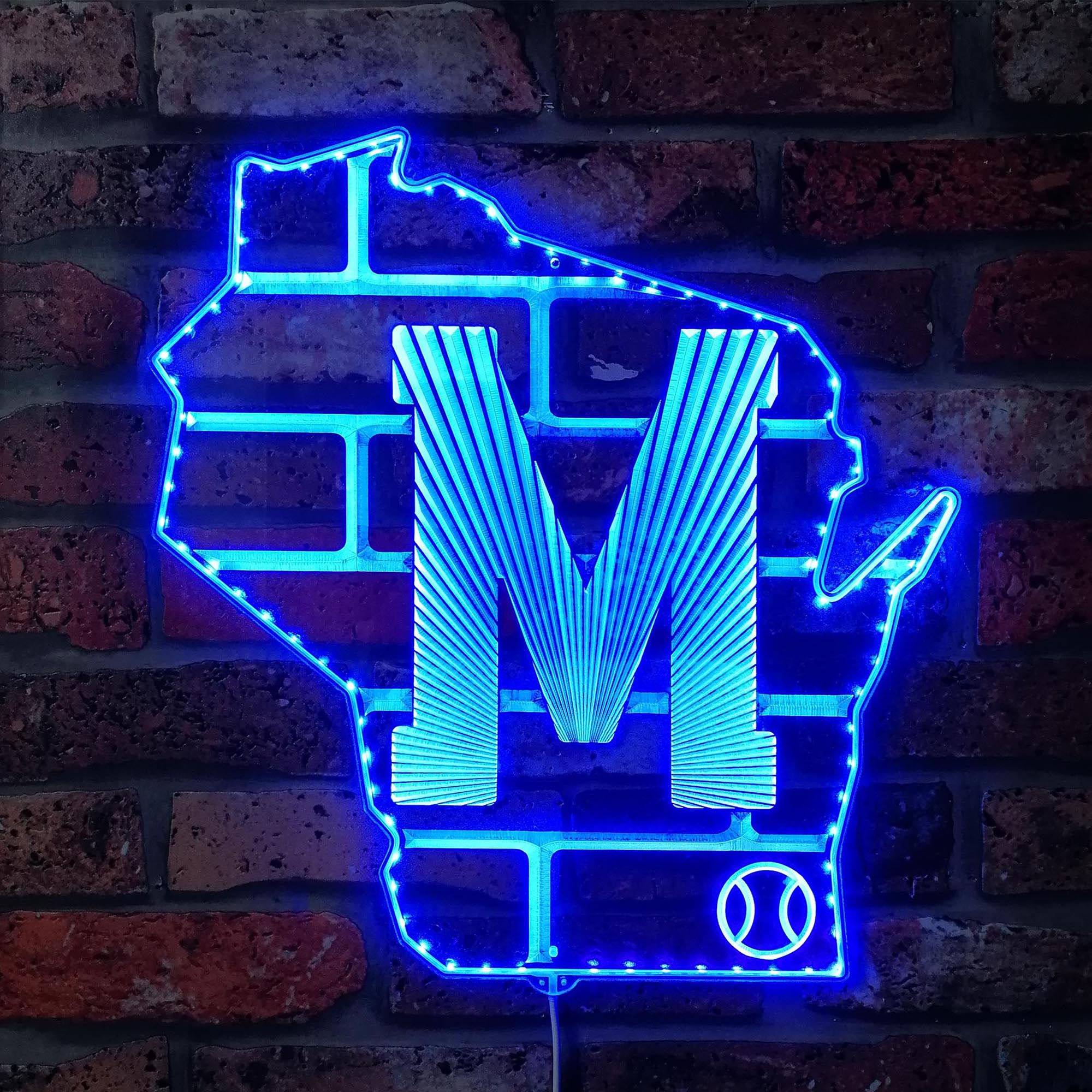 Milwaukee Brewers Classic Baseball State Logo Dynamic RGB Edge Lit LED Sign