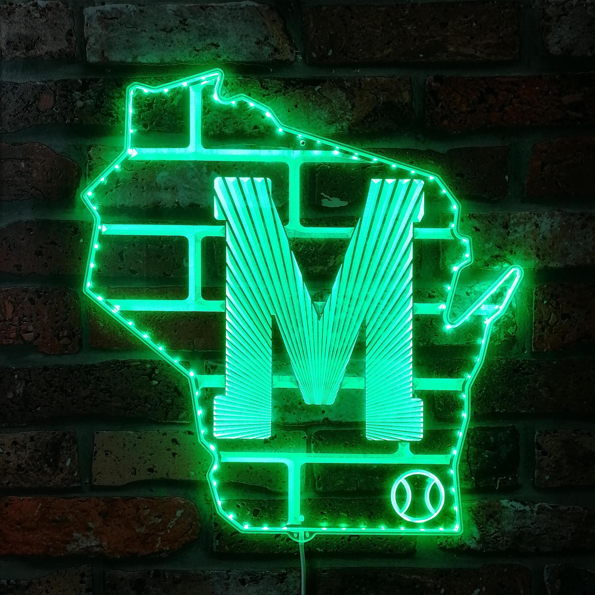 Milwaukee Brewers Classic Baseball State Logo Neon RGB Edge Lit LED Sign