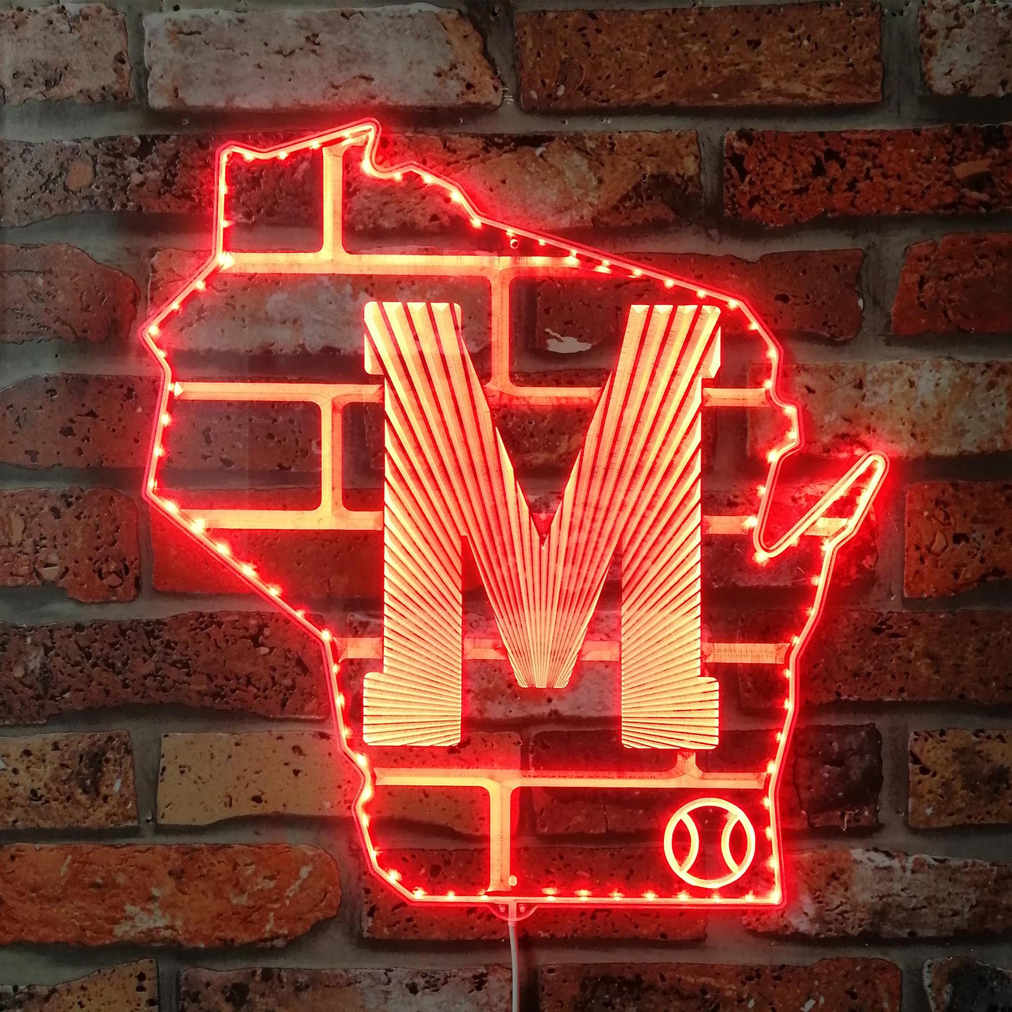 Milwaukee Brewers Classic Baseball State Logo Neon RGB Edge Lit LED Sign