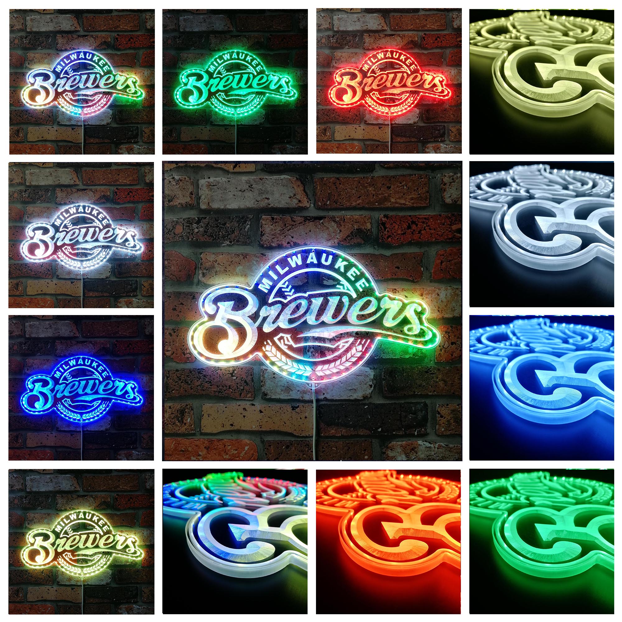 Milwaukee Brewers Neon RGB Edge Lit LED Sign