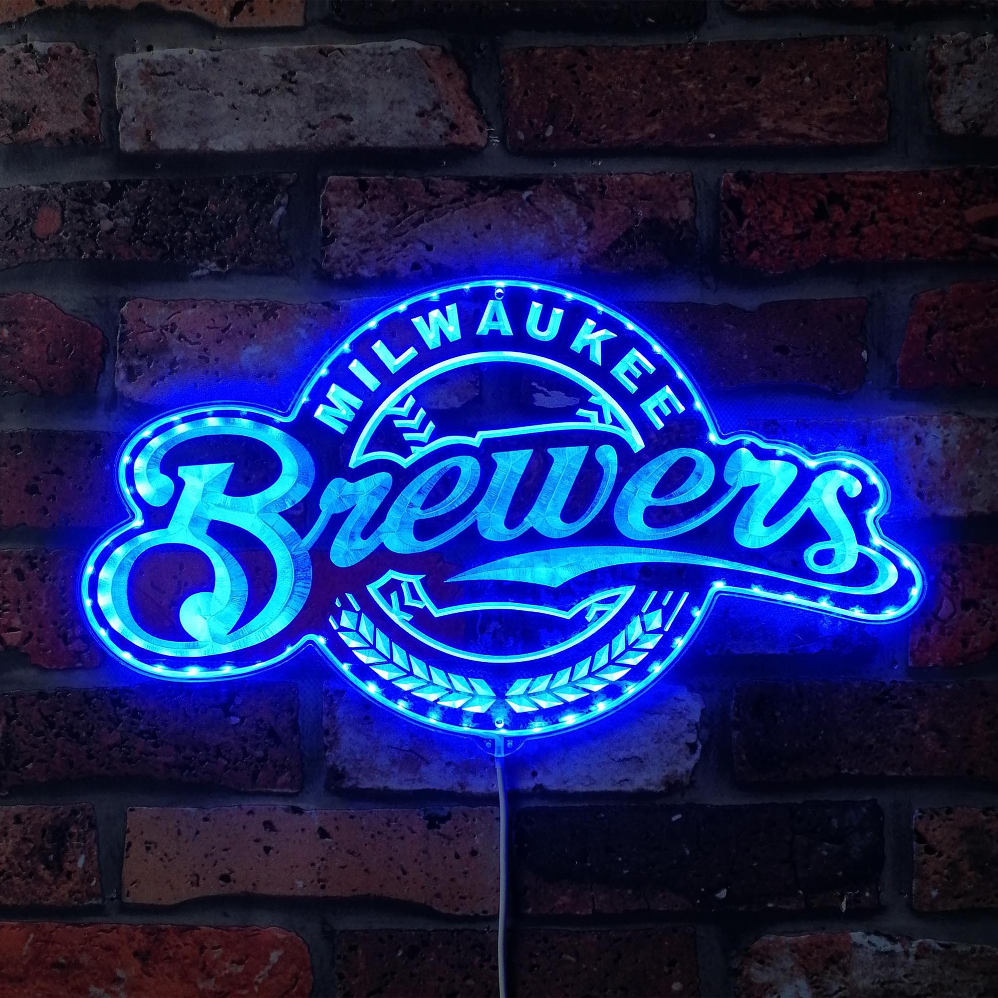 Milwaukee Brewers Neon RGB Edge Lit LED Sign