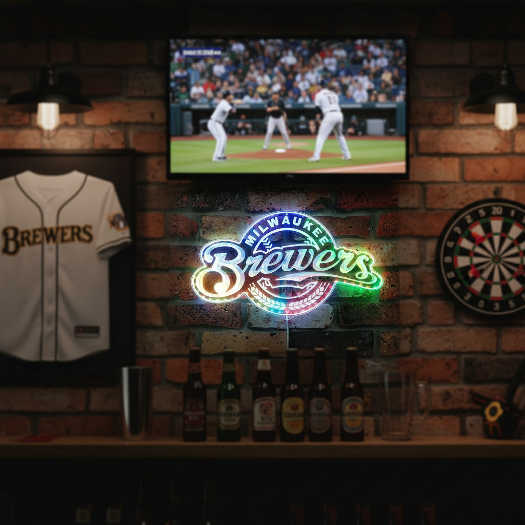 Milwaukee Brewers Neon RGB Edge Lit LED Sign
