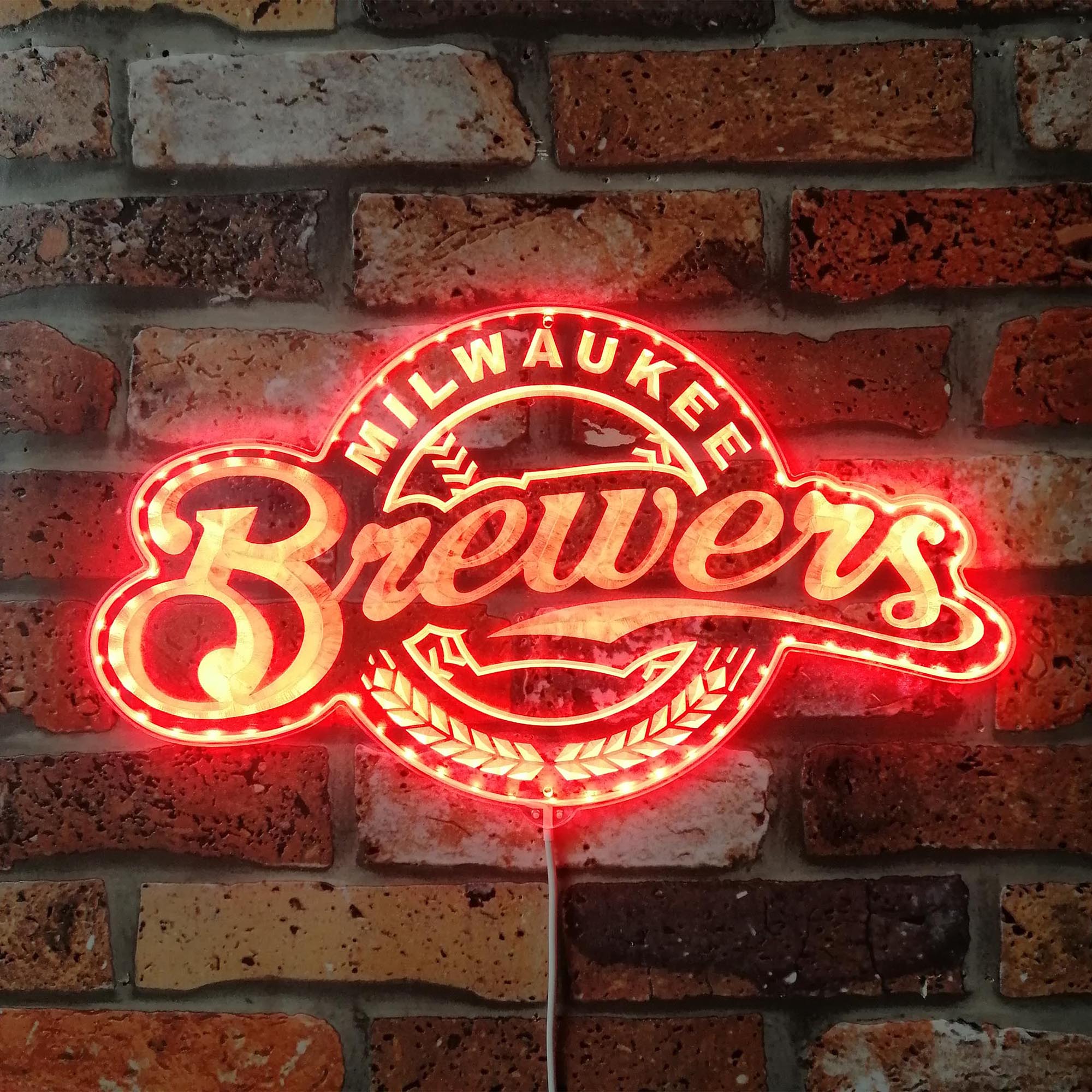 Milwaukee Brewers Neon RGB Edge Lit LED Sign