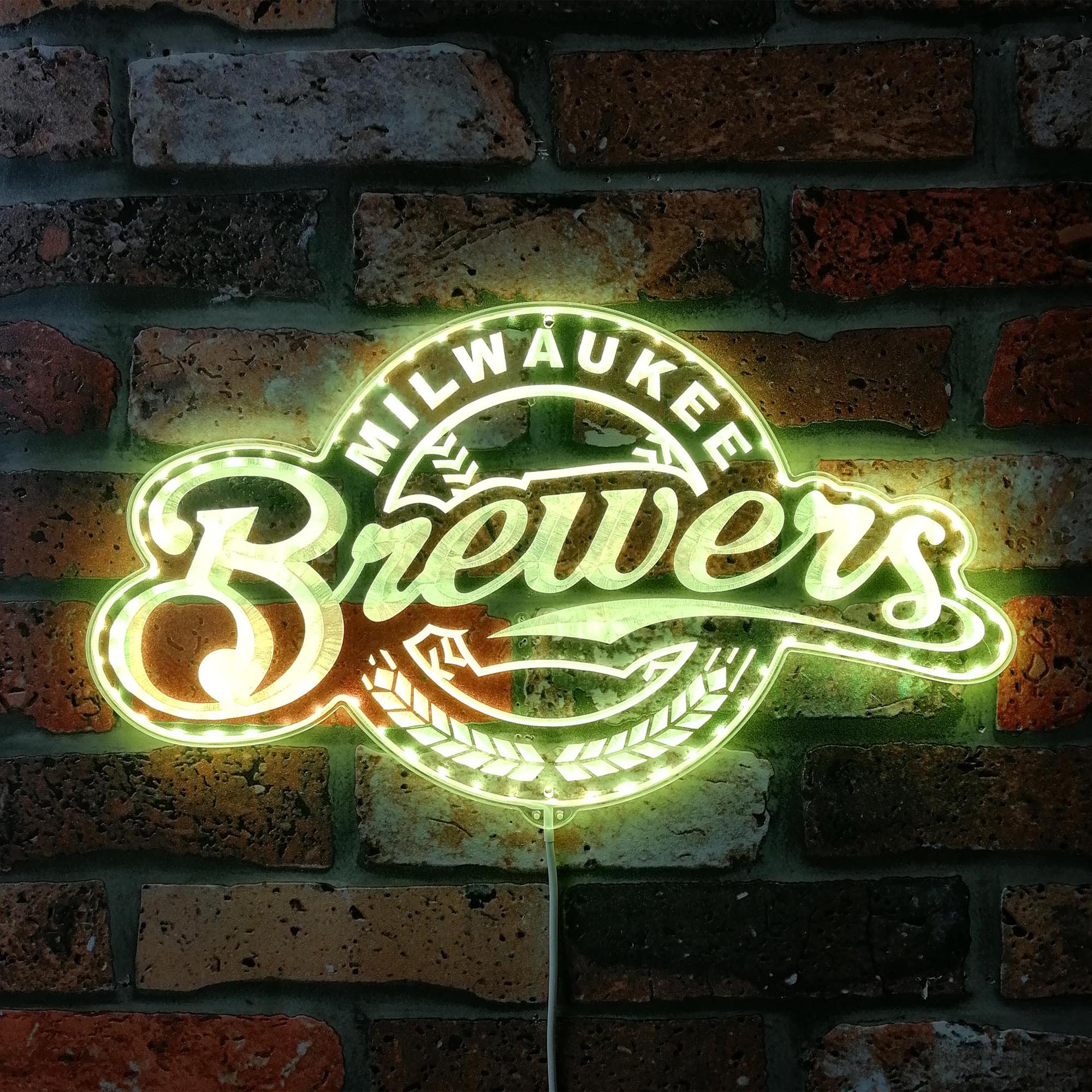 Milwaukee Brewers Neon RGB Edge Lit LED Sign