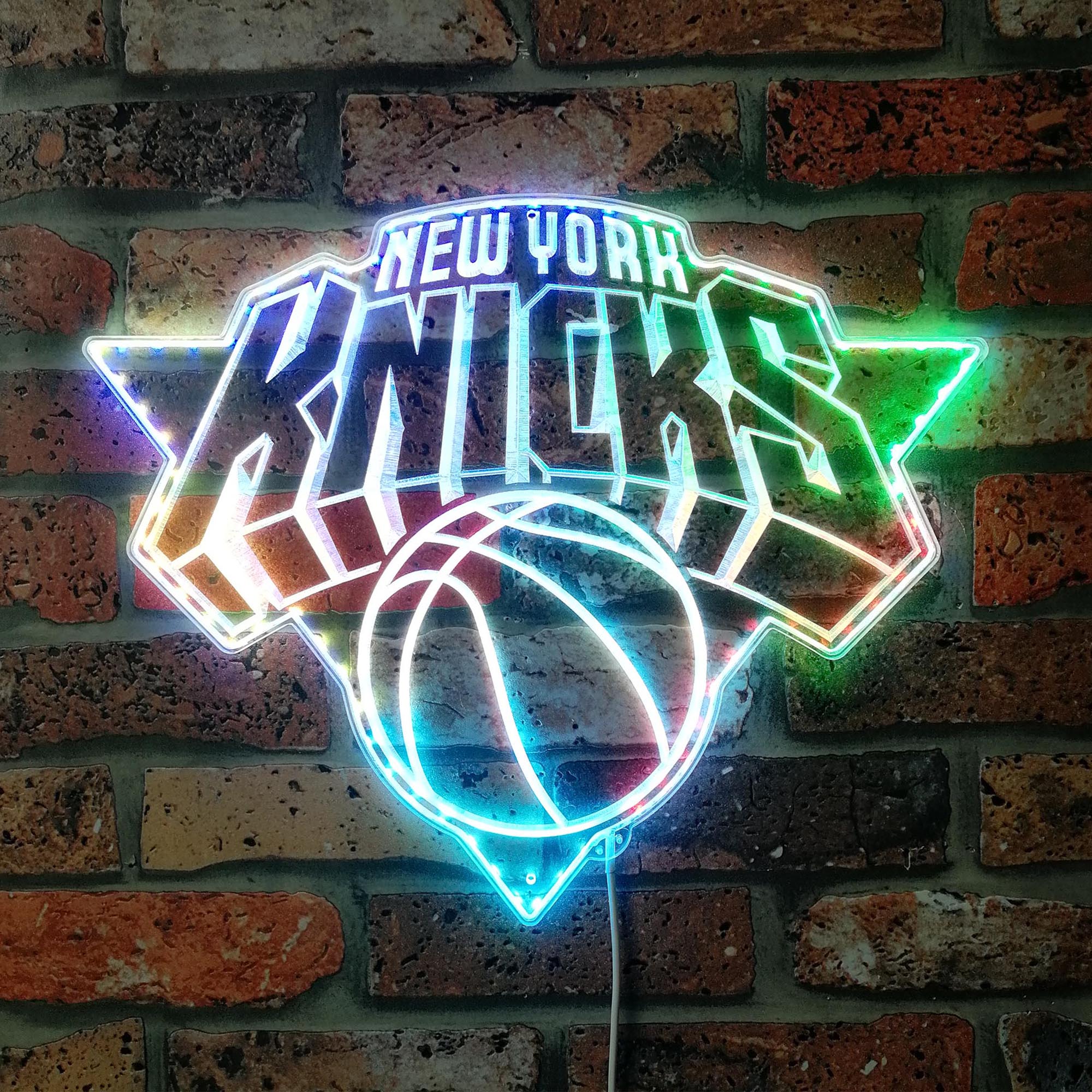 Custom Knicks Sign New York Knicks Dynamic RGB Edge Lit LED Sign | LED LAB CAVE