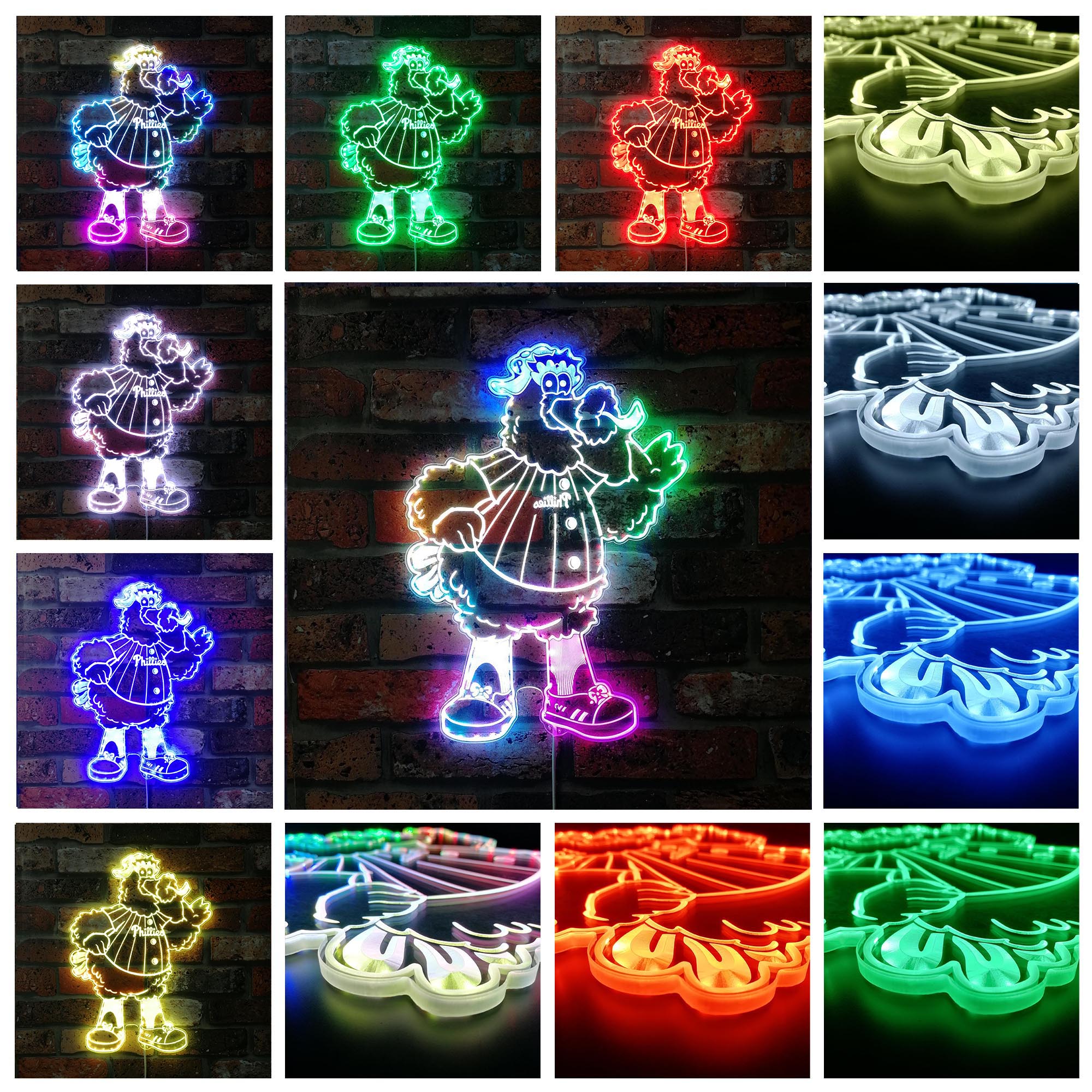 Philadelphia Phillies Phillie Phanatic Cartoon Dynamic RGB Edge Lit LED Sign