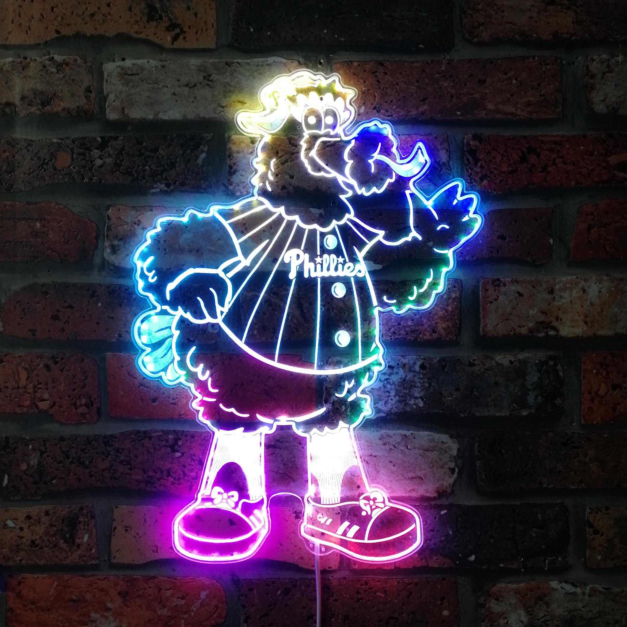 Philadelphia Phillies Phillie Phanatic Cartoon Dynamic RGB Edge Lit LED Sign