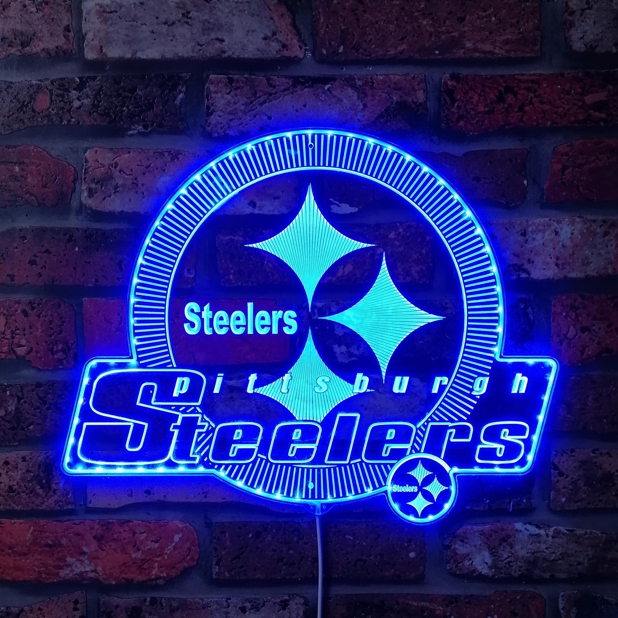 Pittsburgh Steelers Shining Logo Dynamic RGB Edge Lit LED Light Sign