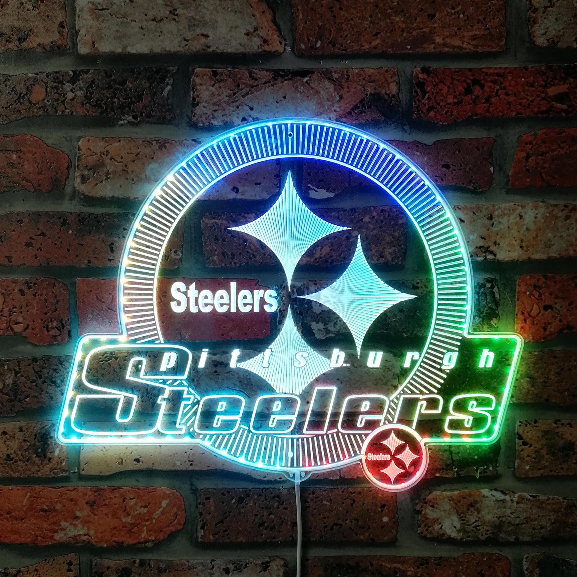 Pittsburgh Steelers Shining Logo Dynamic RGB Edge Lit LED Light Sign