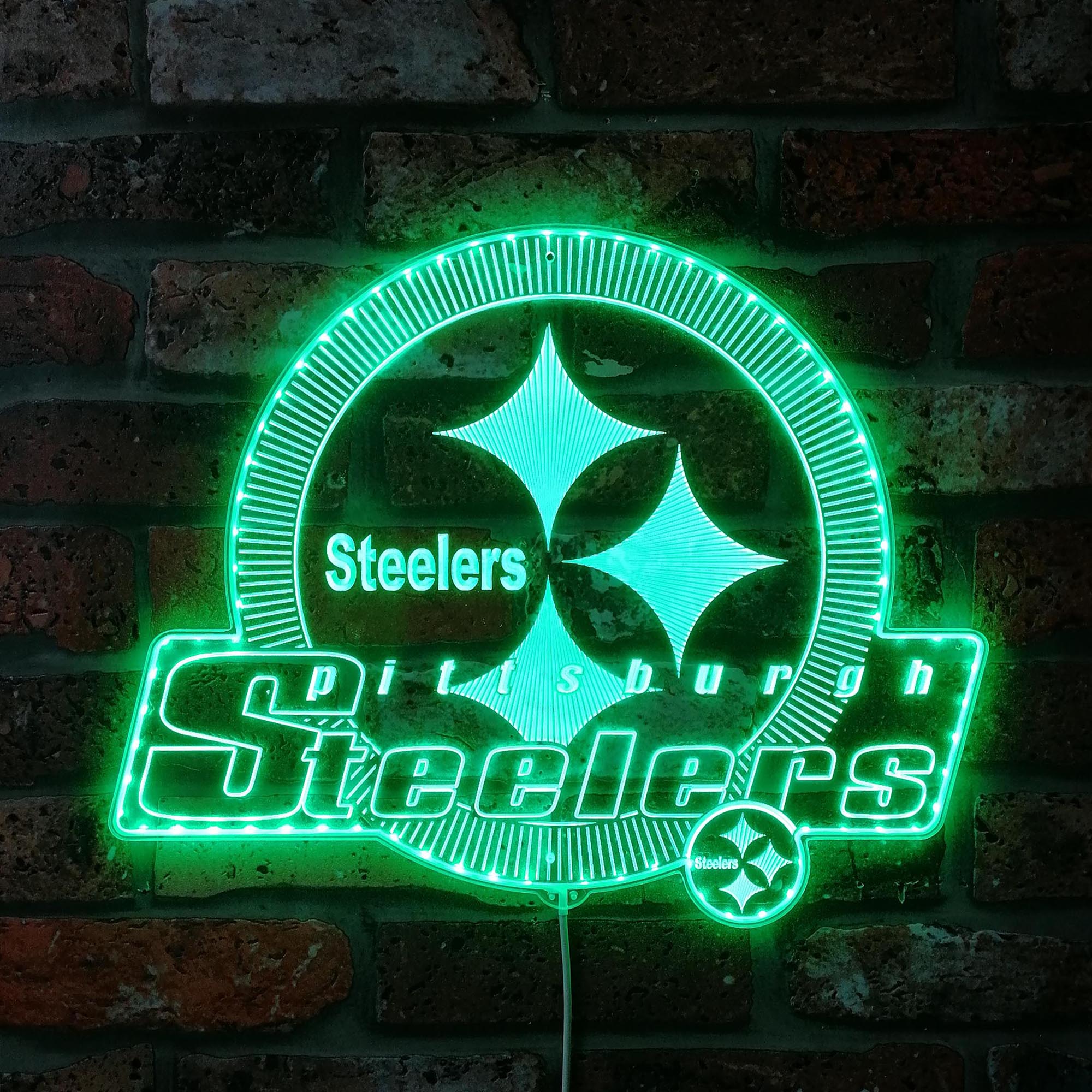 Pittsburgh Steelers Shining Logo Dynamic RGB Edge Lit LED Light Sign