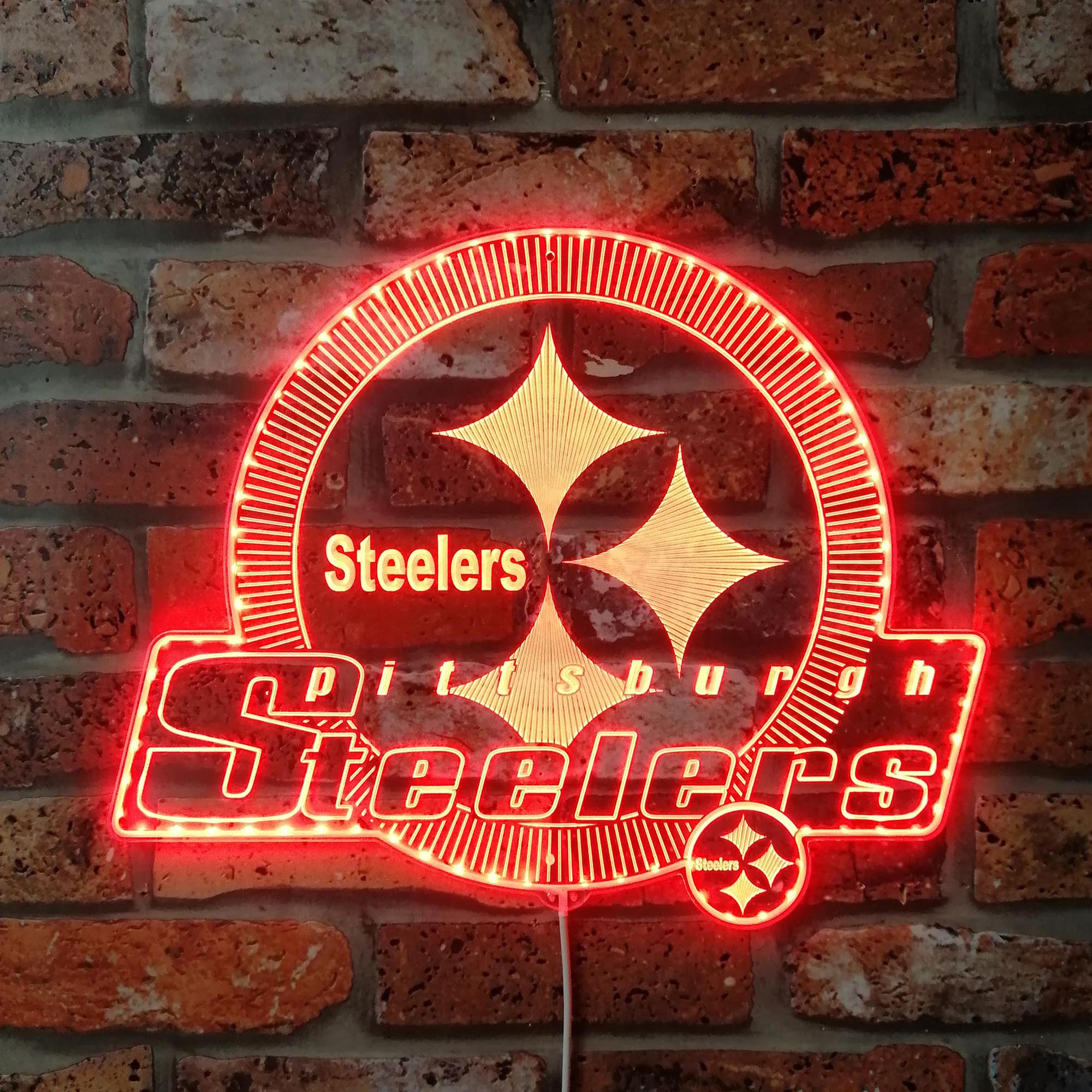 Pittsburgh Steelers Shining Logo Dynamic RGB Edge Lit LED Light Sign