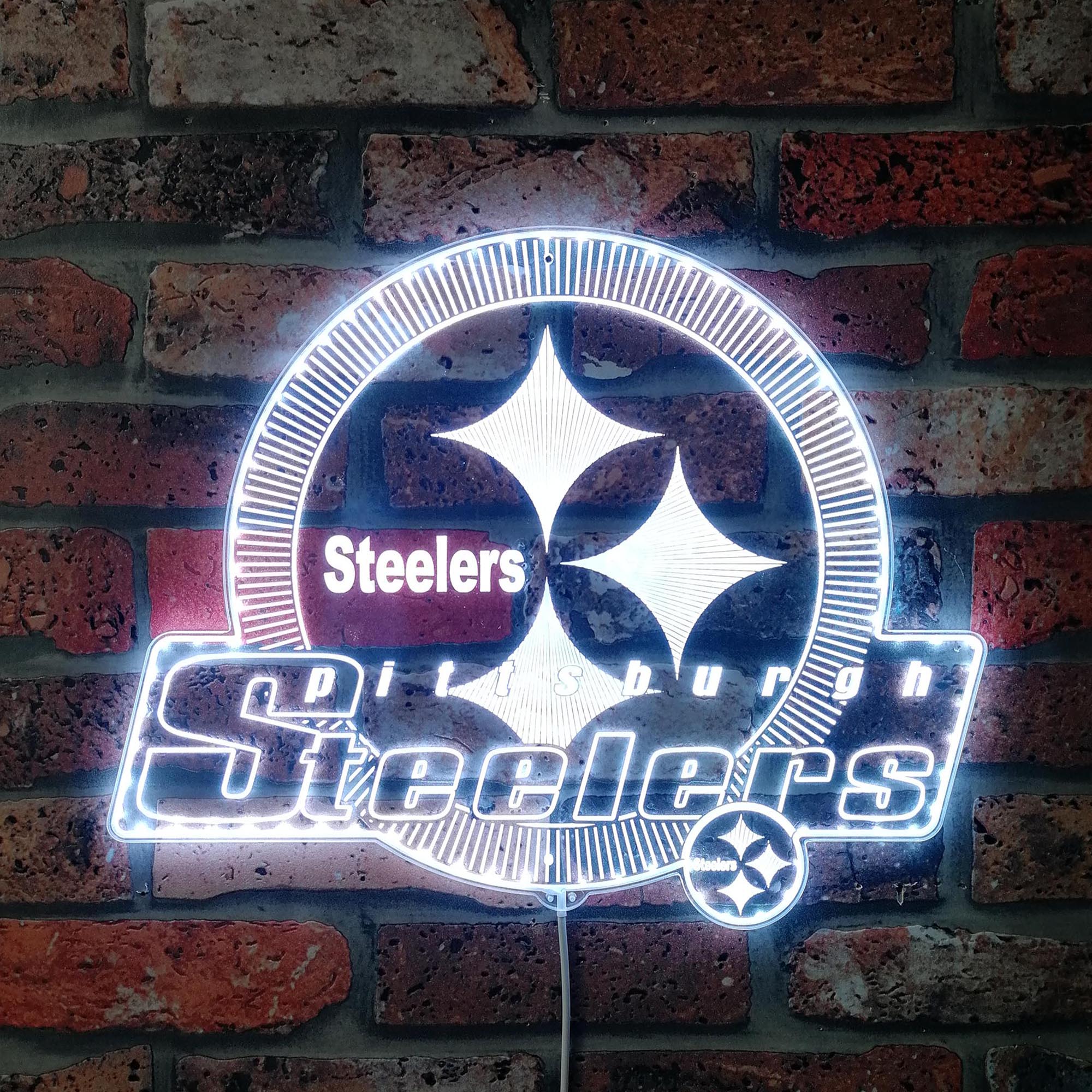 Pittsburgh Steelers Shining Logo Dynamic RGB Edge Lit LED Light Sign