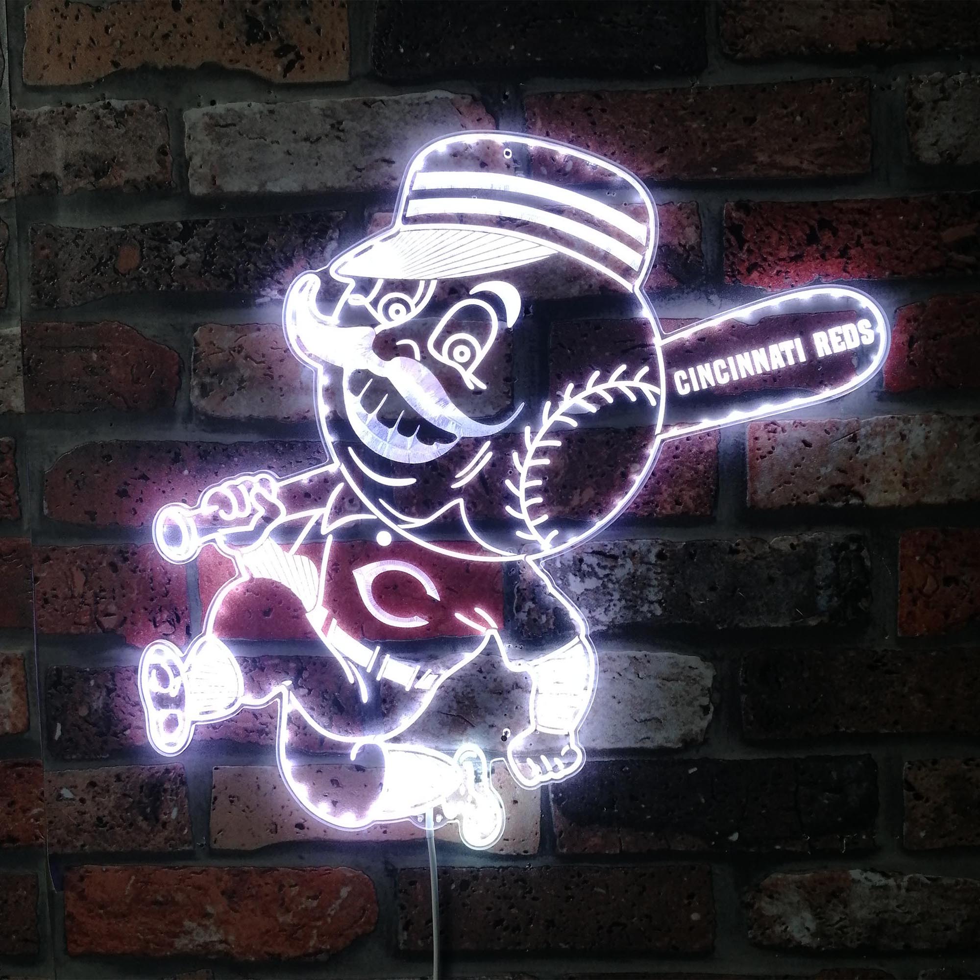 Cincinnati Reds logo Type Mr. Red Character Dynamic RGB Edge Lit LED Sign