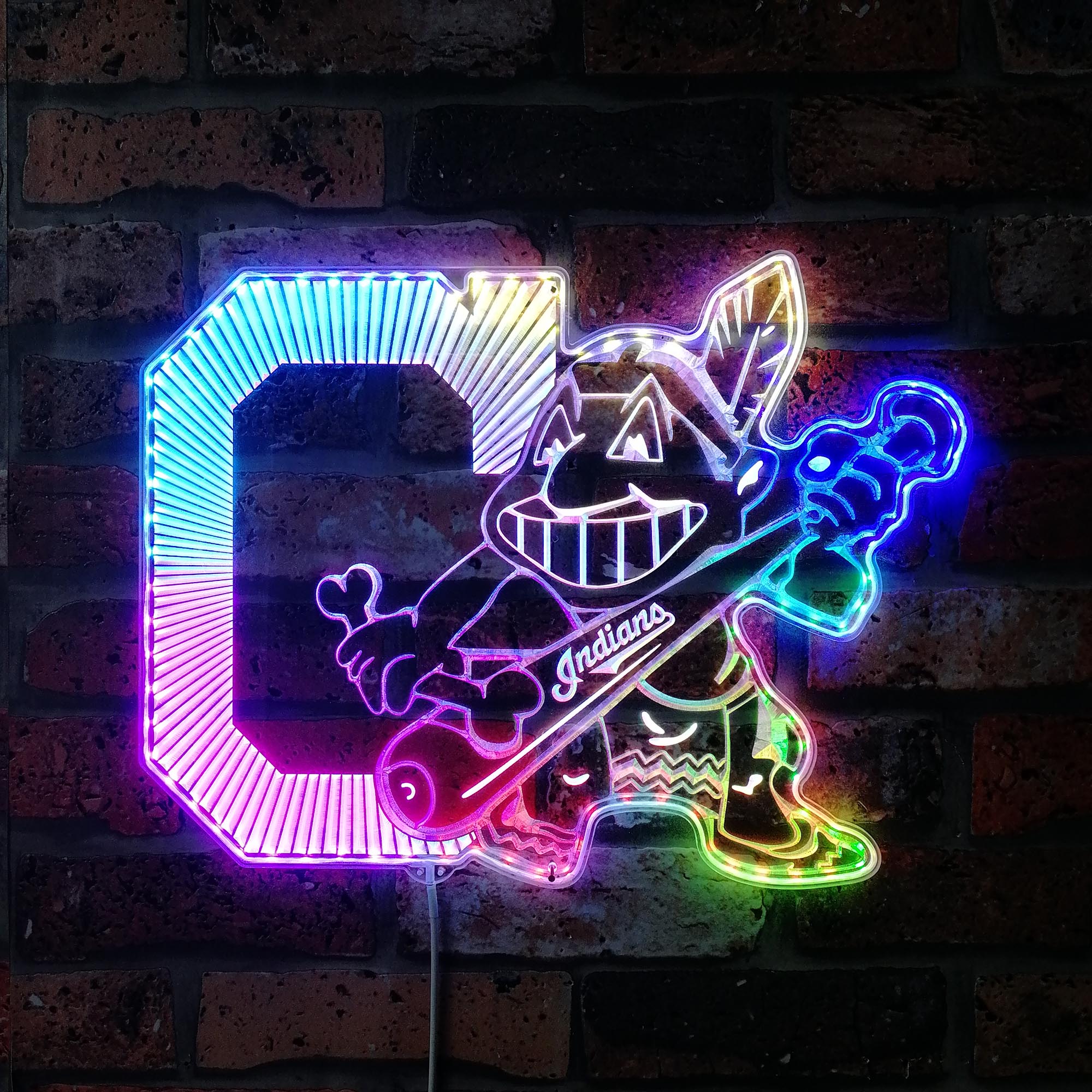 Cleveland Indians Chief Wahoo a Dynamic RGB Edge Lit LED Sign