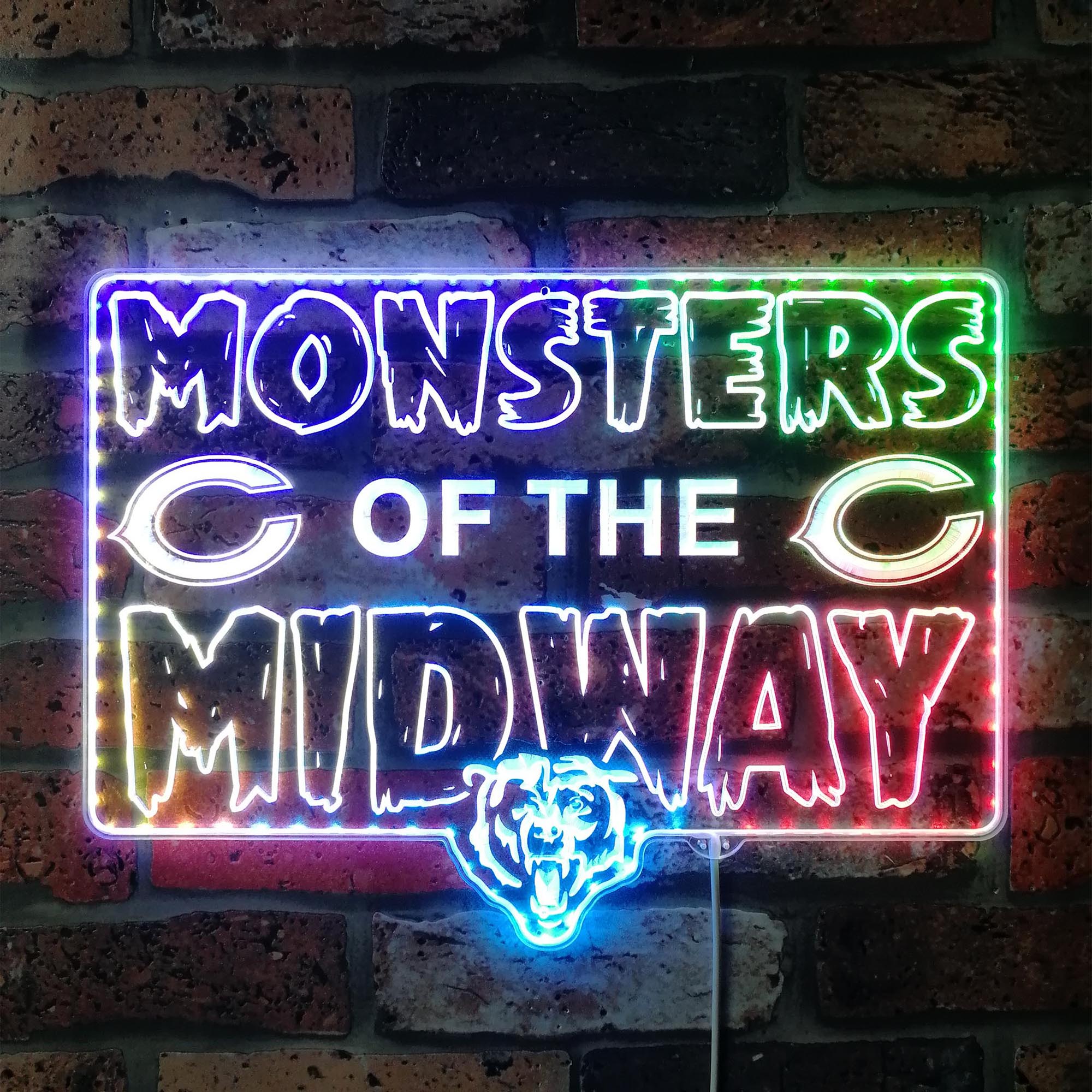 Chicago Bears MONSTERS OF THE MIDWAY Dynamic RGB Edge Lit LED Sign