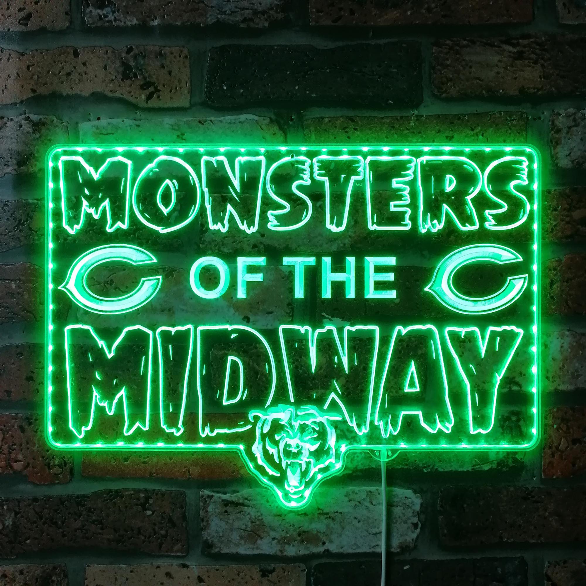 Chicago Bears MONSTERS OF THE MIDWAY Dynamic RGB Edge Lit LED Light Sign