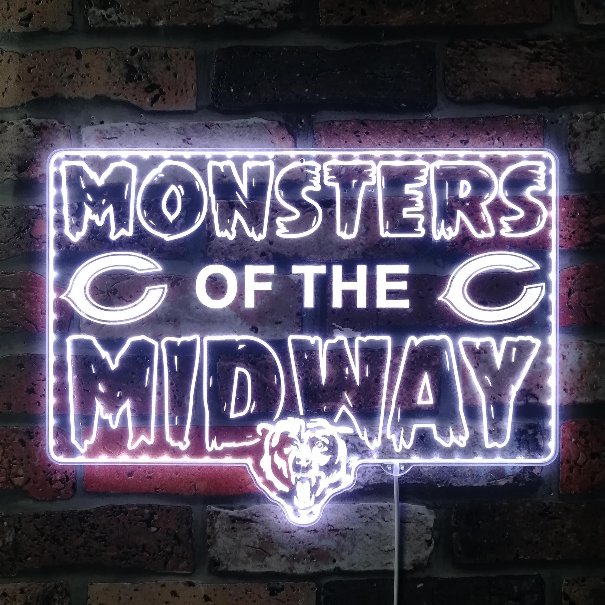 Chicago Bears MONSTERS OF THE MIDWAY Dynamic RGB Edge Lit LED Light Sign