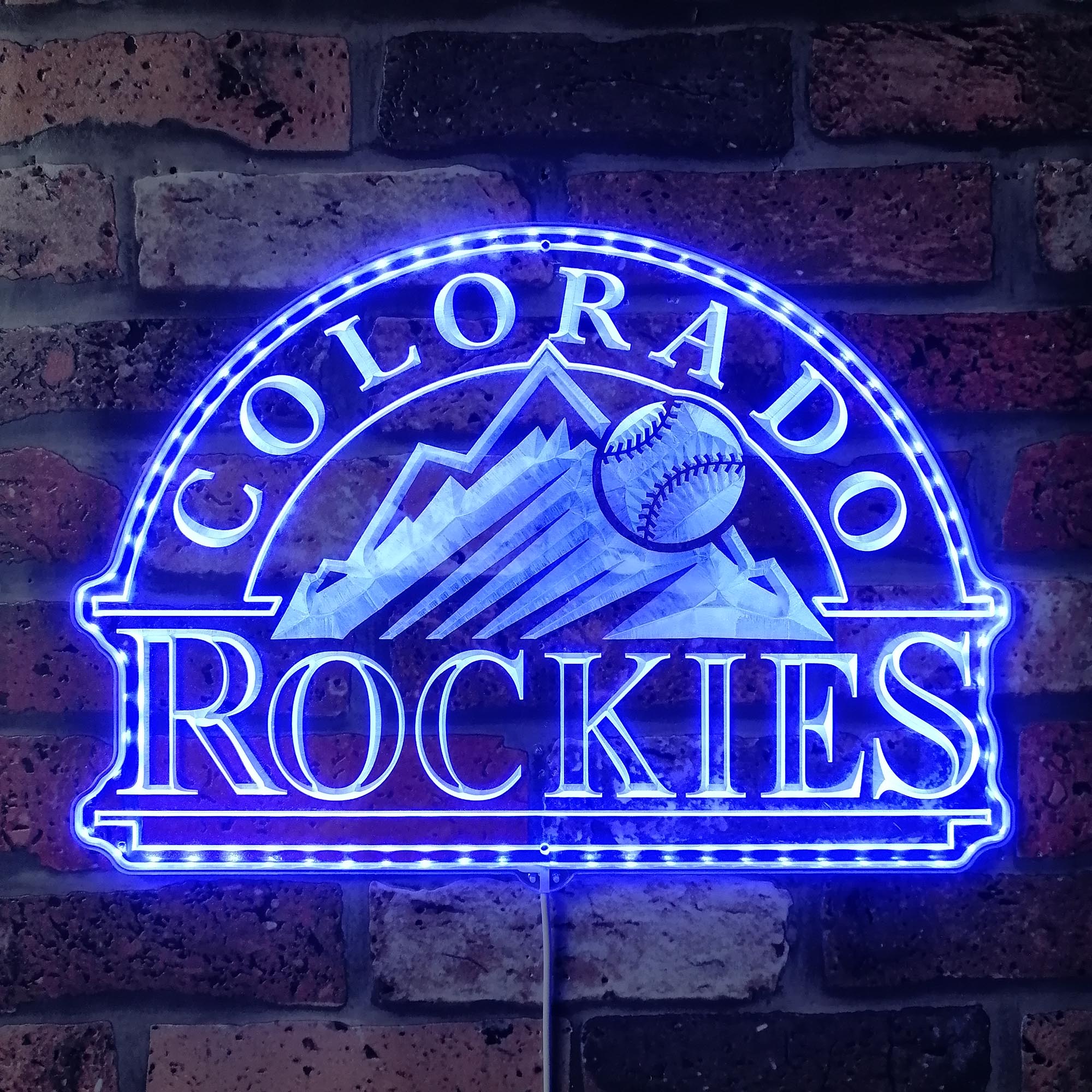 Colorado Rockies Signature Snow Mountain Logo Dynamic RGB Edge Lit LED Sign