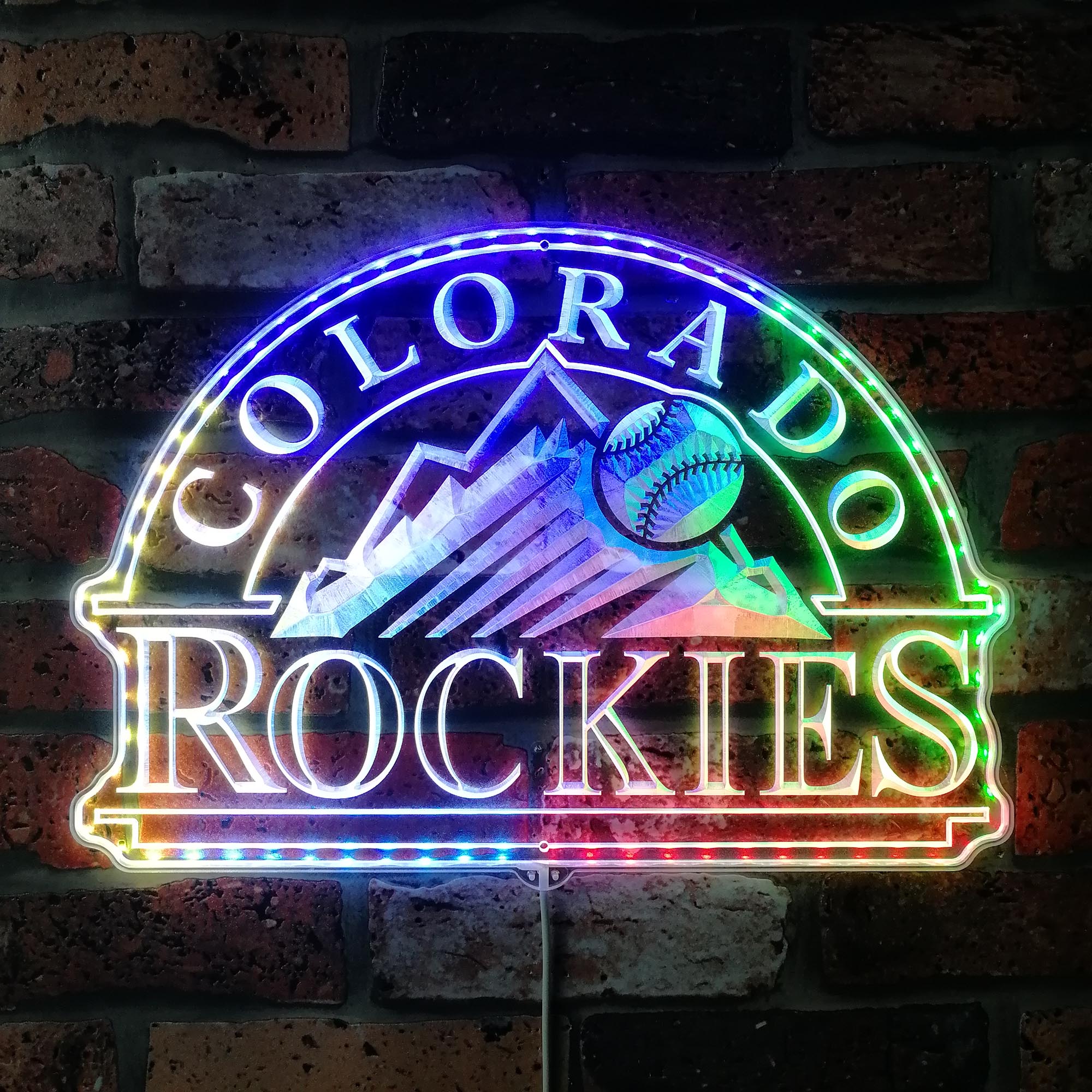 Colorado Rockies Signature Snow Mountain Logo Dynamic RGB Edge Lit LED Sign