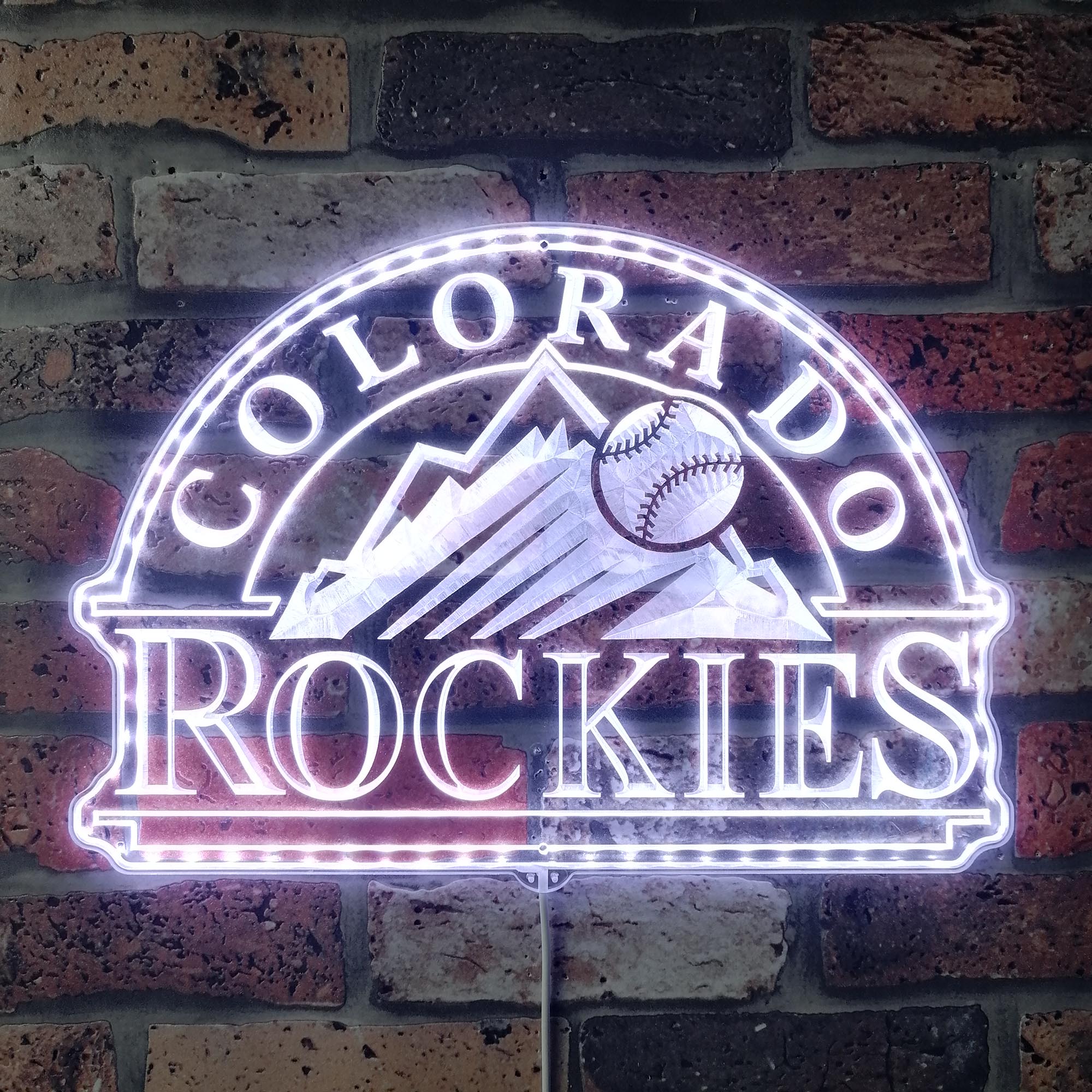 Colorado Rockies Signature Snow Mountain Logo Dynamic RGB Edge Lit LED Sign