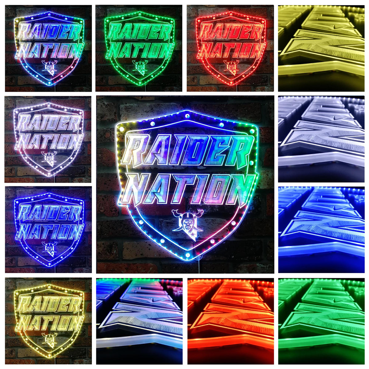 Las Vegas Raiders Raider Nation Dynamic RGB Edge Lit LED Sign | PROLEDSIGN