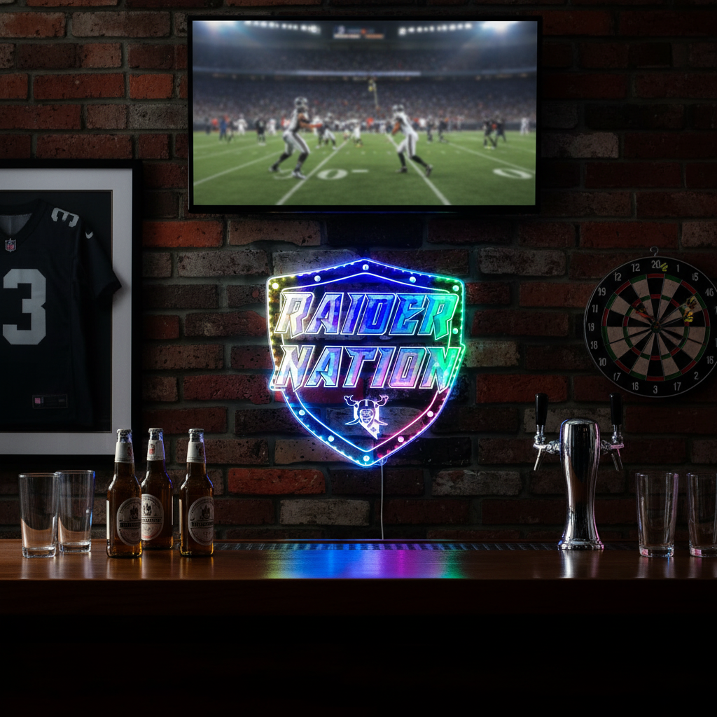 Las Vegas Raiders Raider Nation Neon RGB Edge Lit LED Sign