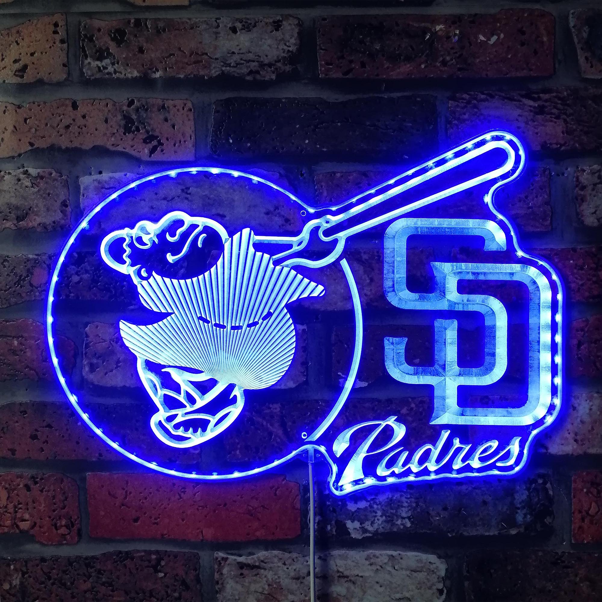 San Diego Padres Friar Swinging Bat Neon RGB Edge Lit LED Sign