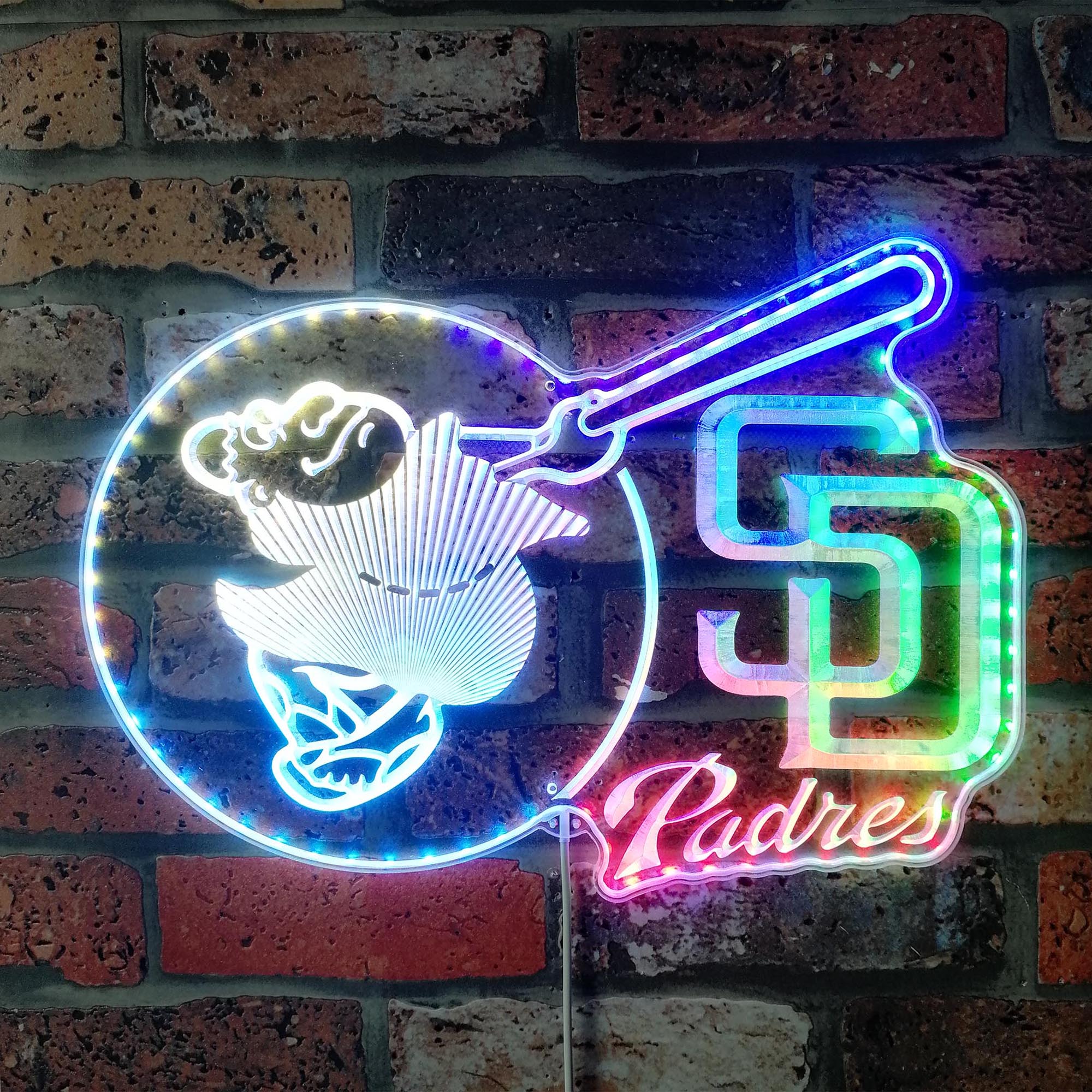 San Diego Padres Friar Swinging Bat Dynamic RGB Edge Lit LED Sign