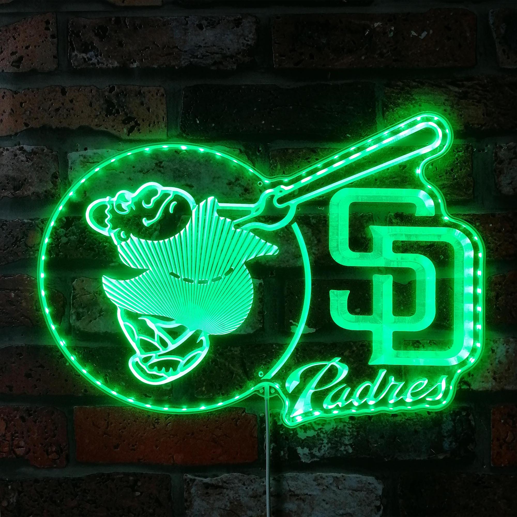 San Diego Padres Friar Swinging Bat Neon RGB Edge Lit LED Sign