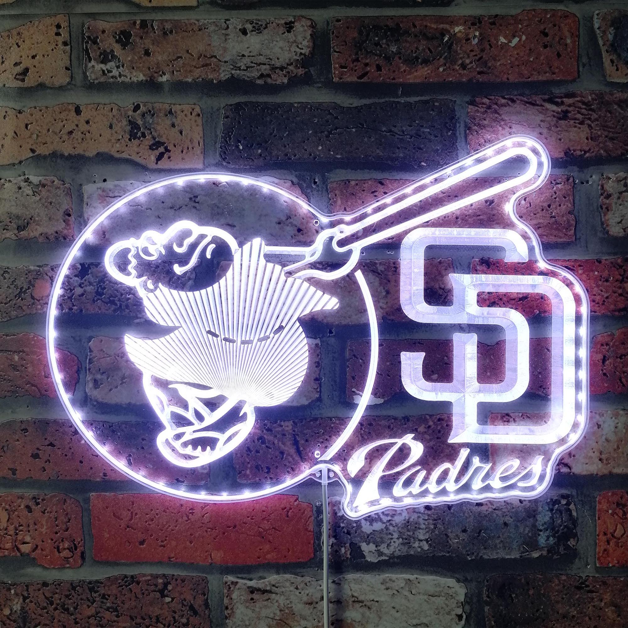 San Diego Padres Friar Swinging Bat Neon RGB Edge Lit LED Sign