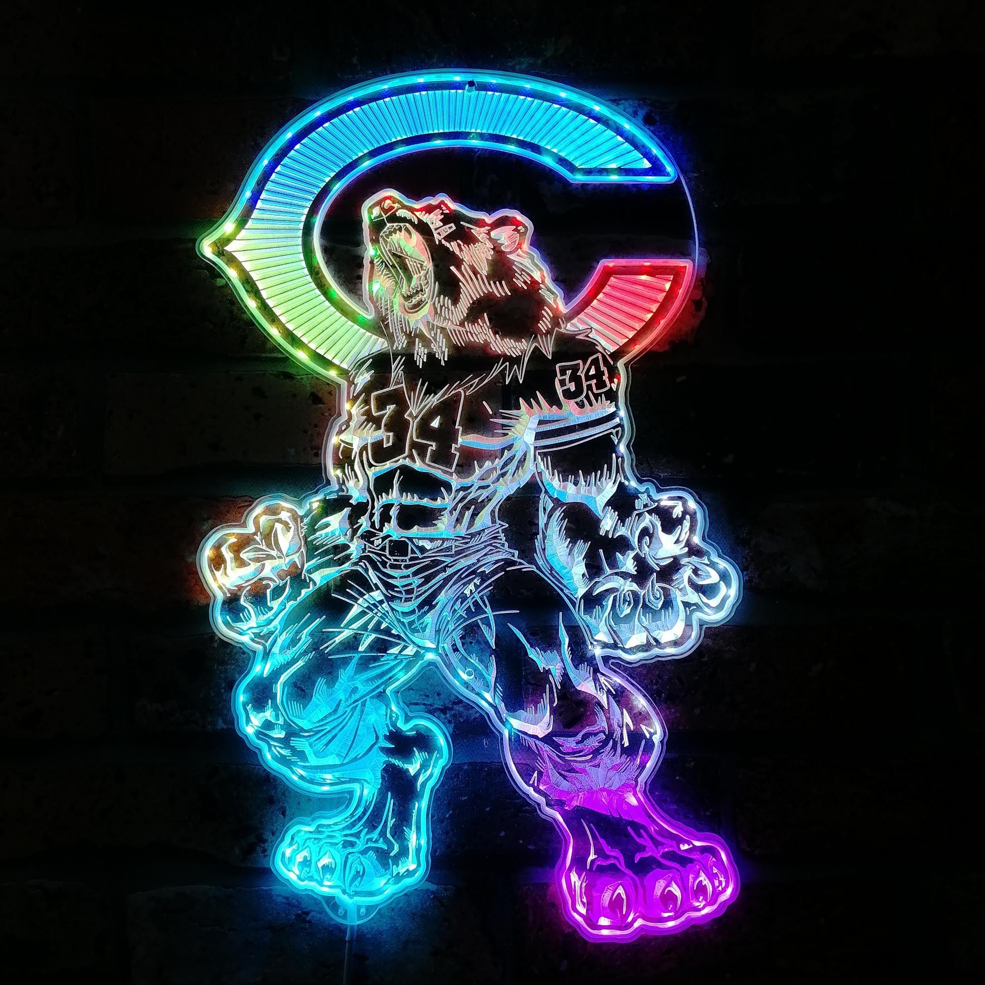 Chicago Bears Walter Payton Dynamic RGB Edge Lit LED Sign