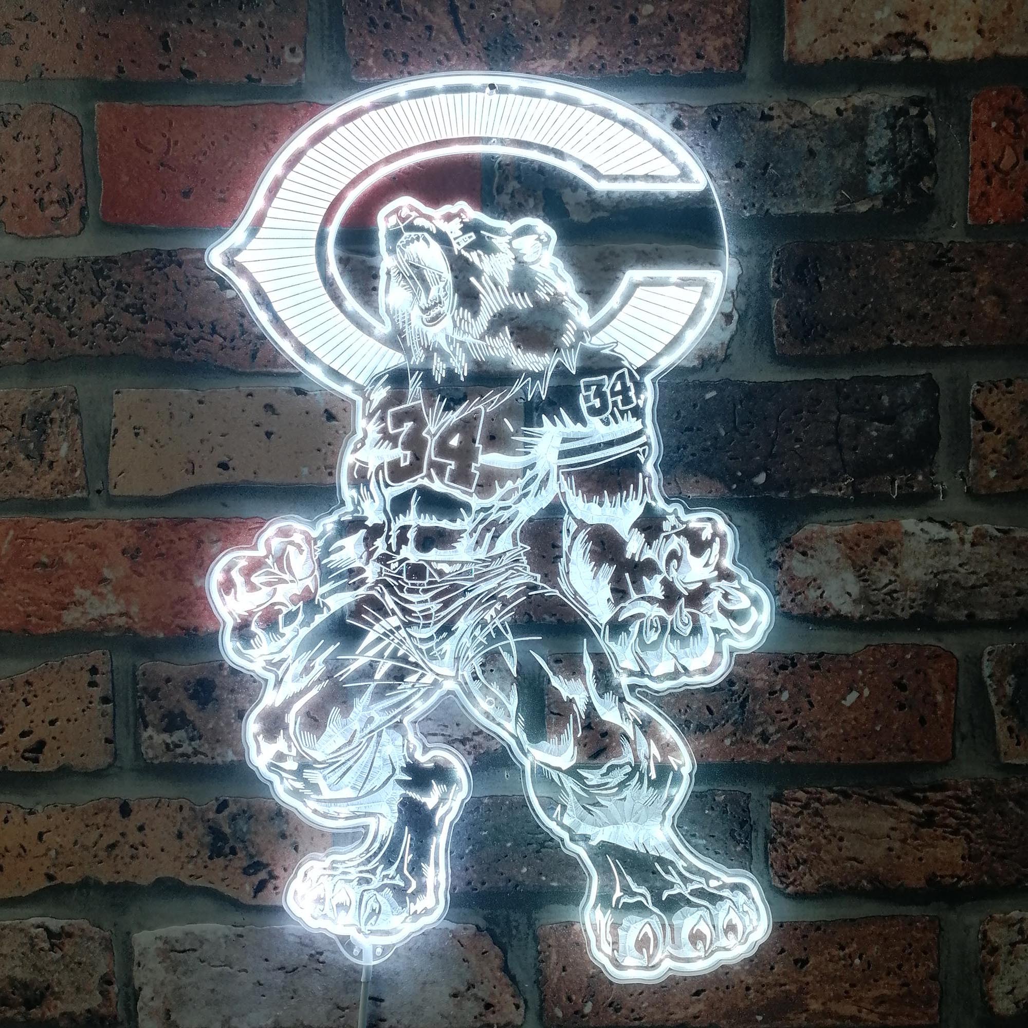 Chicago Bears Walter Payton Dynamic RGB Edge Lit LED Light Sign