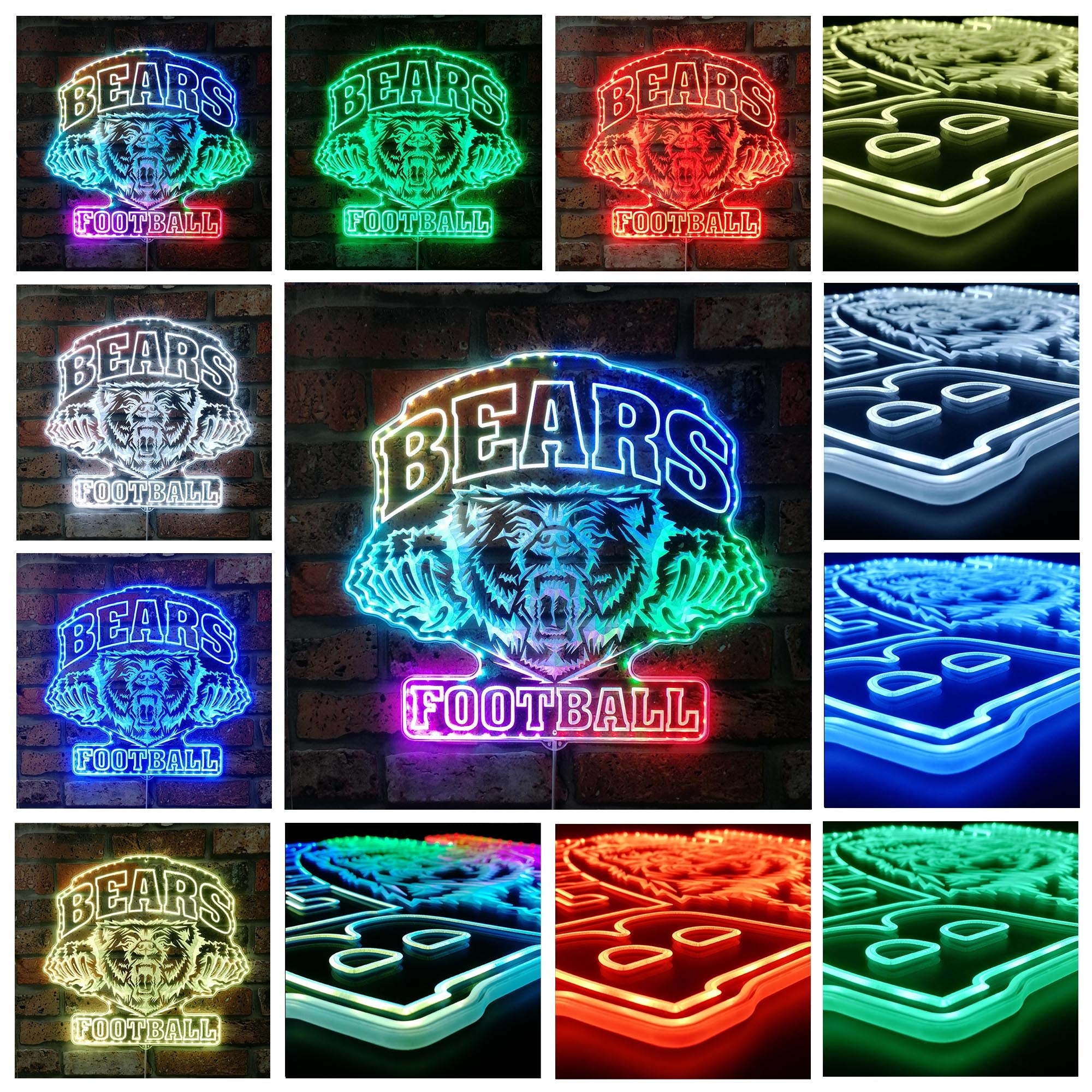 Chicago Bears Dynamic RGB Edge Lit LED Light Sign