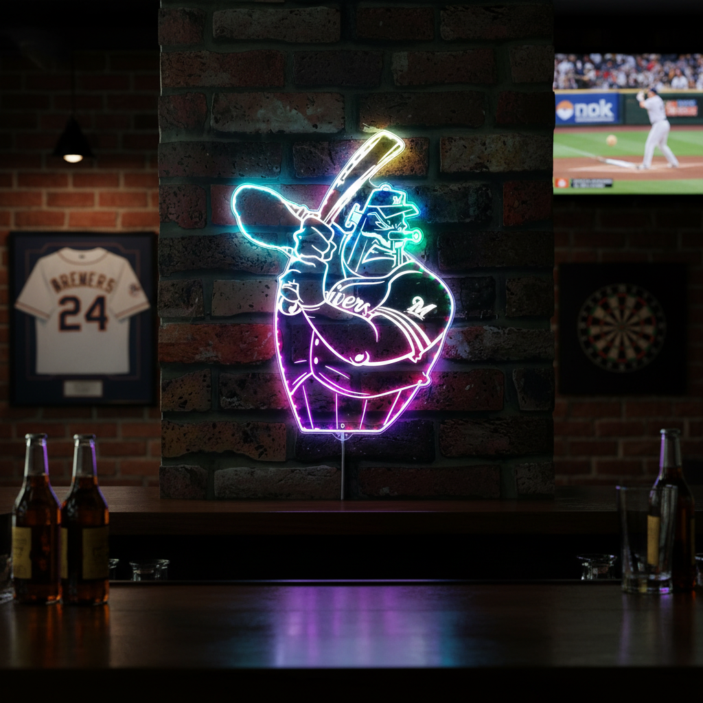Milwaukee Brewers Baseball Neon RGB Edge Lit LED Sign