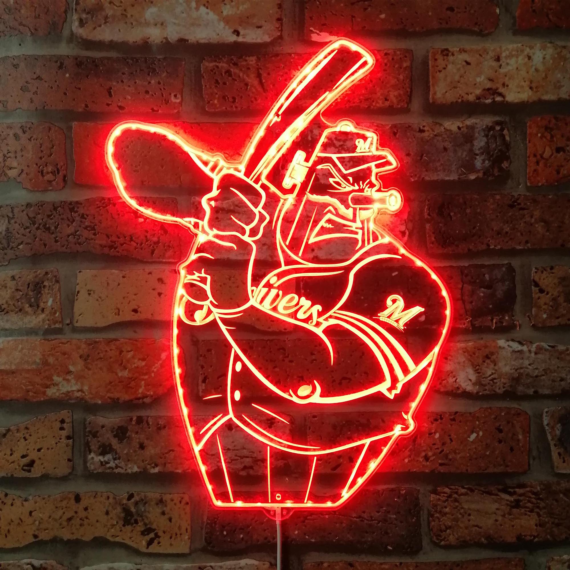 Milwaukee Brewers Baseball Neon RGB Edge Lit LED Sign