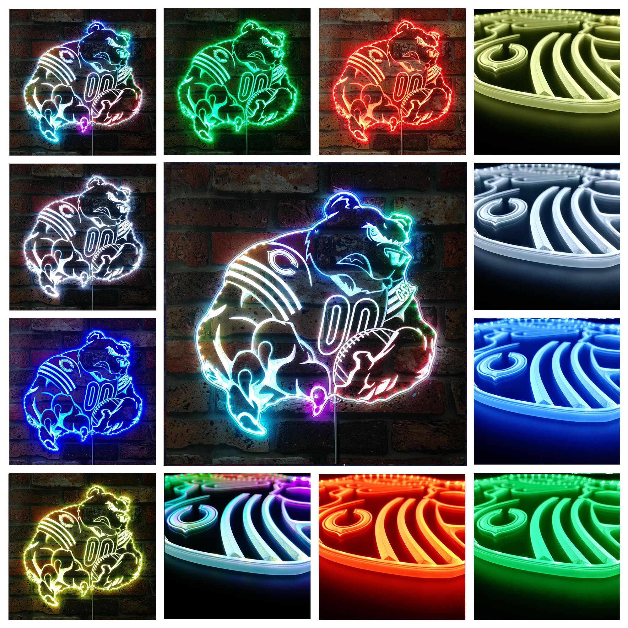 Chicago Bears NFL Dynamic RGB Edge Lit LED Light Sign