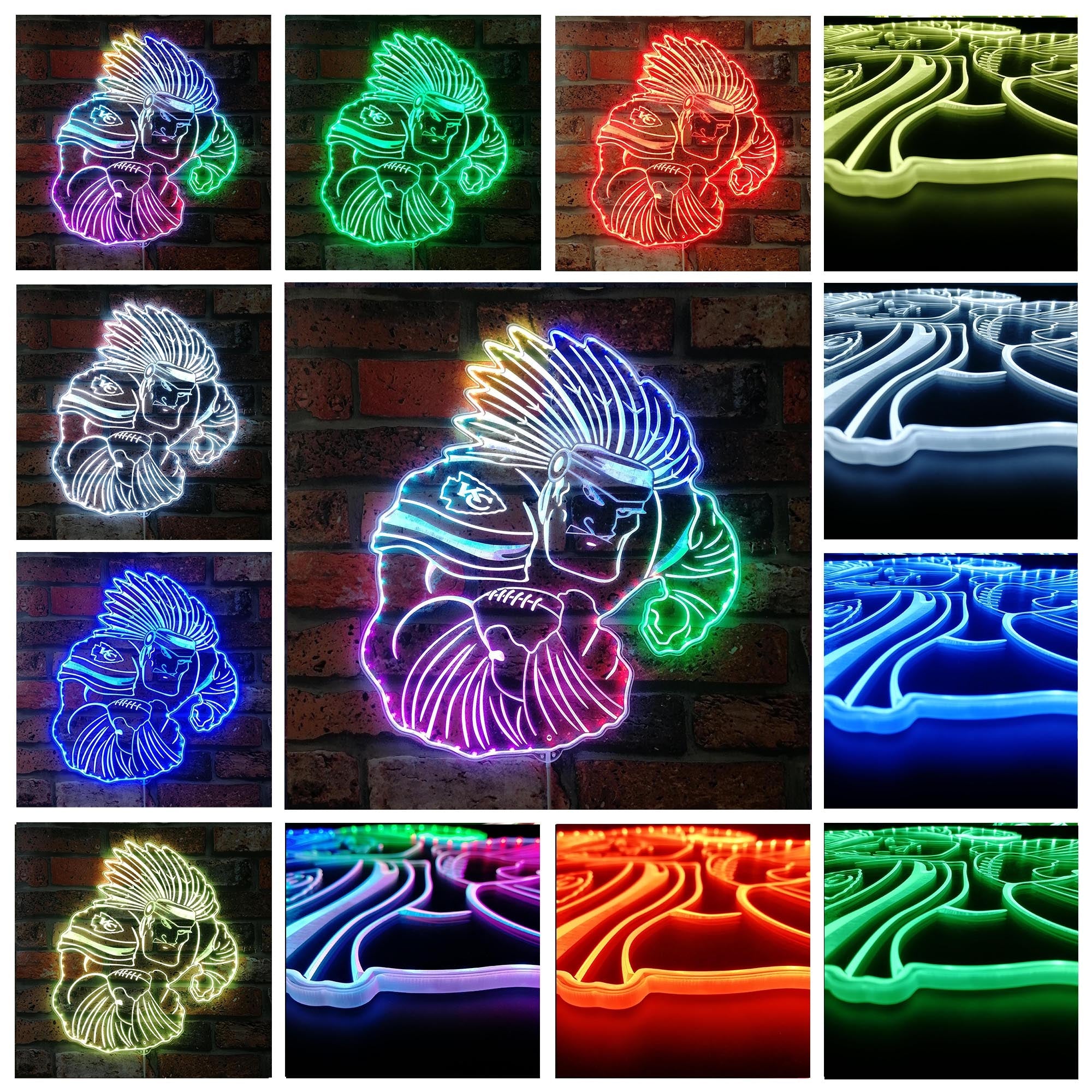 Kansas City Chiefs NFL Dynamic RGB Edge Lit Led Light Sign